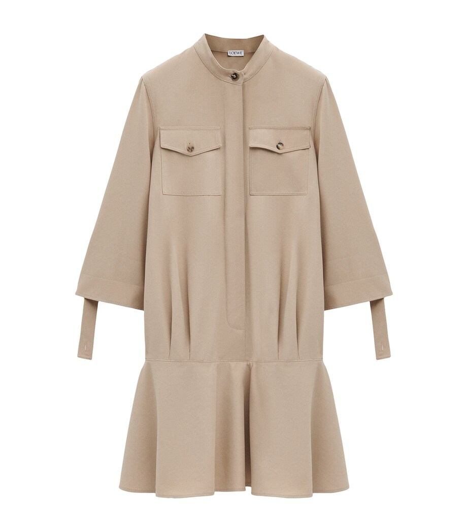 LOEWE Womens Dropped-Hem Mini Shirt Dress Beige Image 1