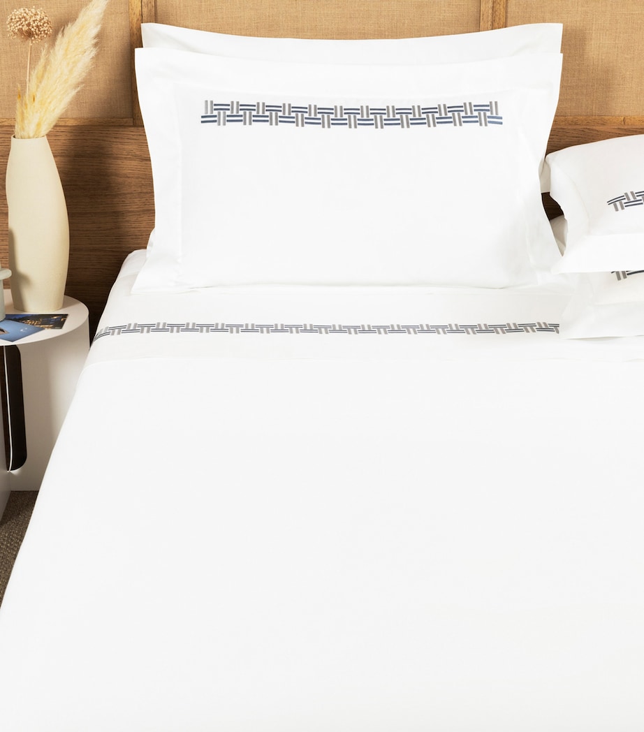 Basket Weave Super King Sheet Set (270cm x 320cm) 8E23 - STEEL BLUE/GR Image 2