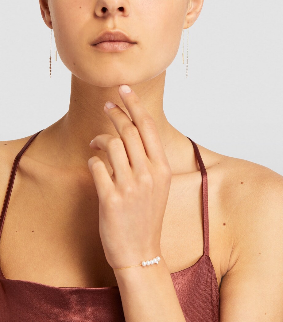 Yellow Gold and Diamond Riviere Drop Earrings GOLD Image 4