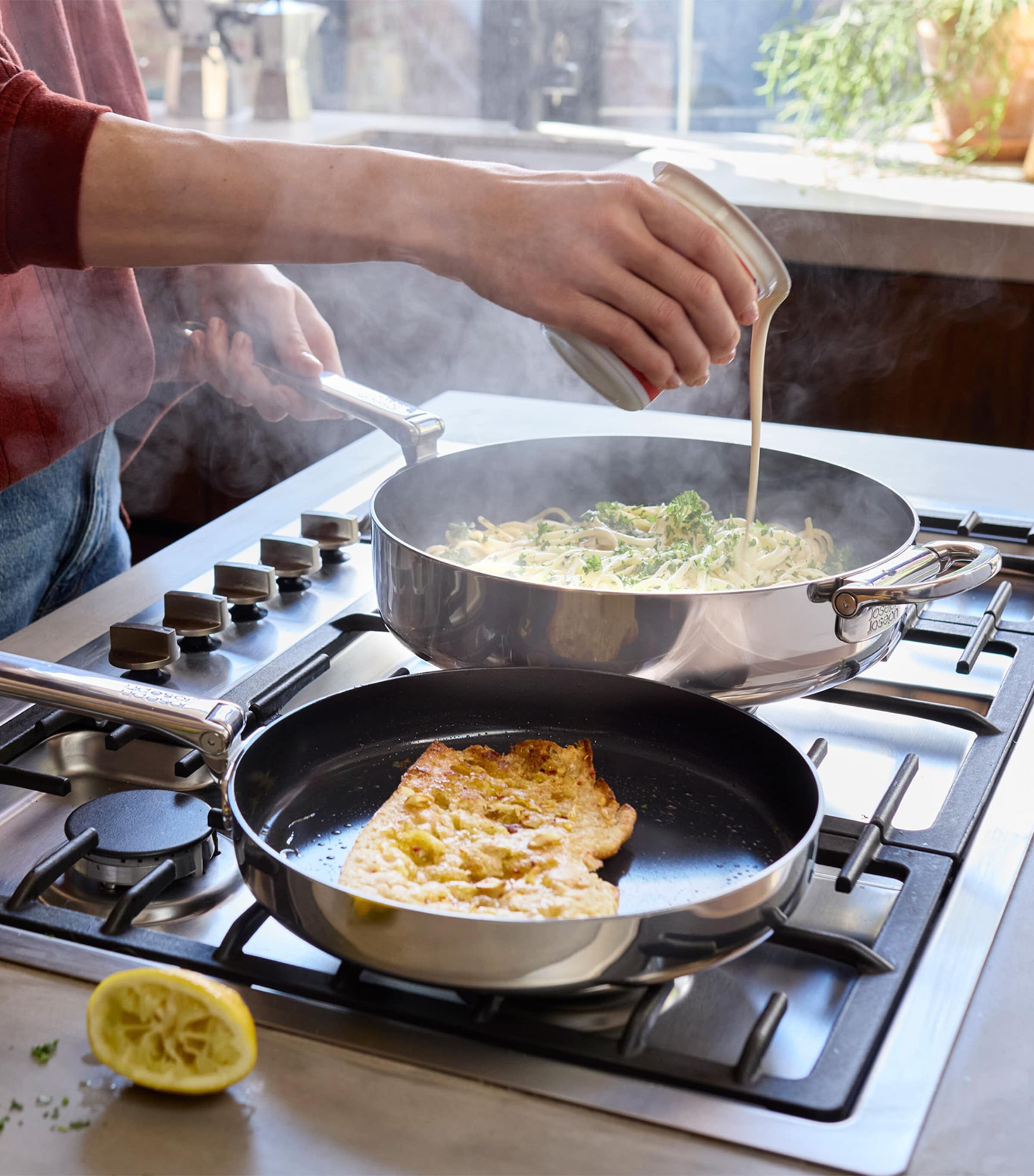 Space Non-Stick Folding-Handle Frying Pan (24cm) STAINLESS STEEL Image 2
