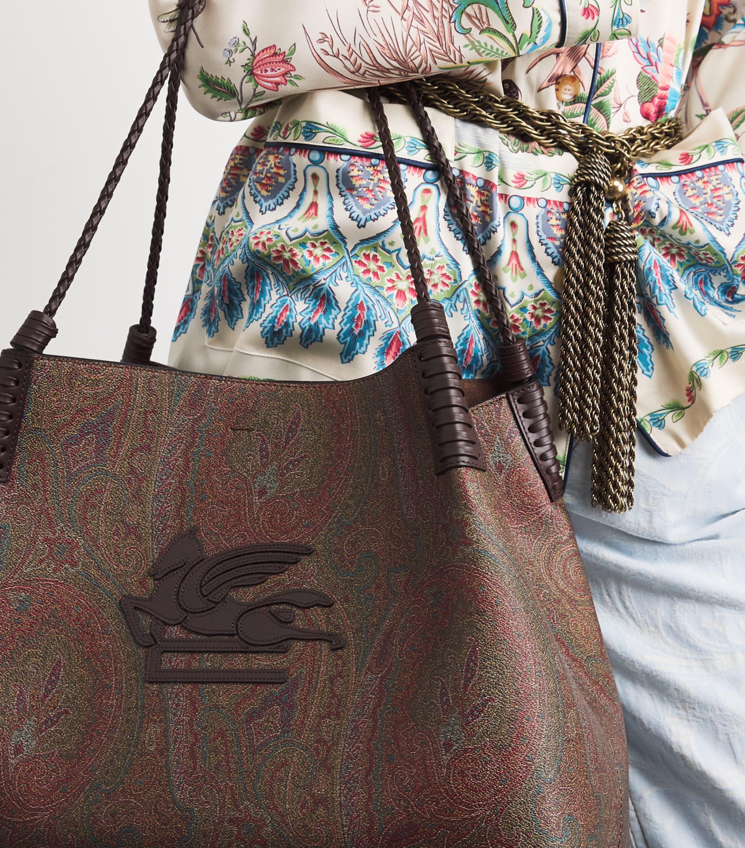 Etro Large Paisley Arnica Libra Tote Bag Brown Image 4