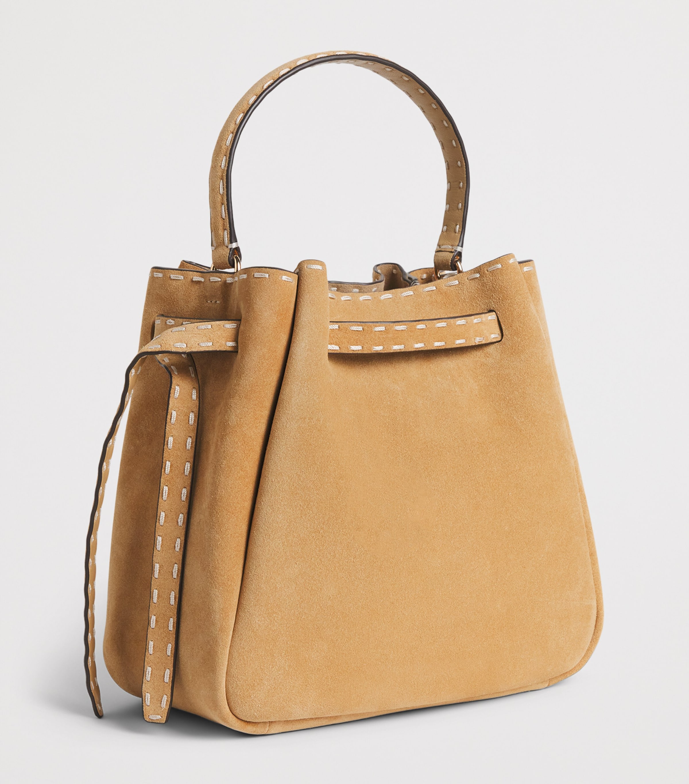 Tory Burch Small Suede Romy Bucket Bag Butter Image 3