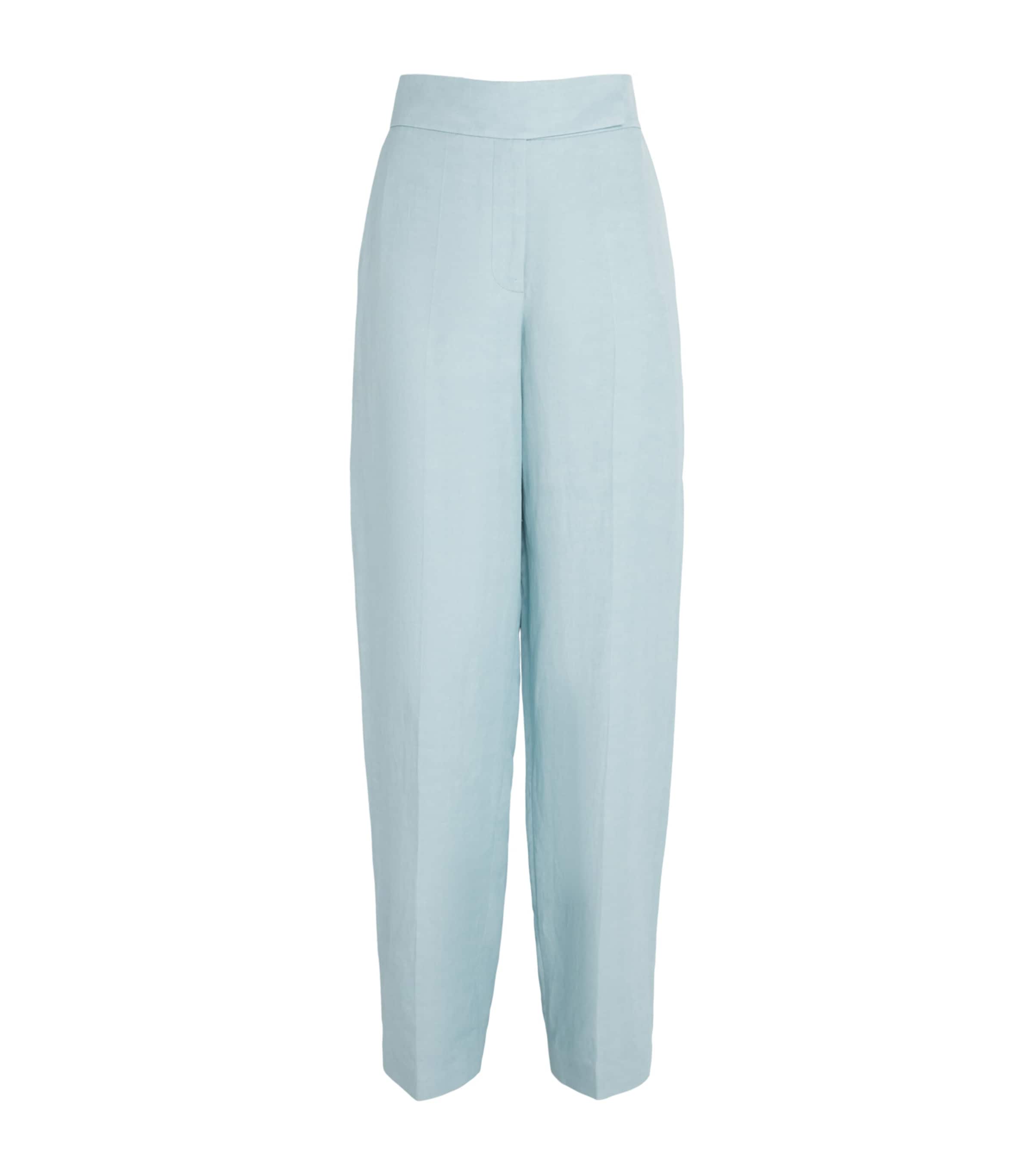 Joseph Womens Linen-Blend Aix Trousers Chambray Image 1