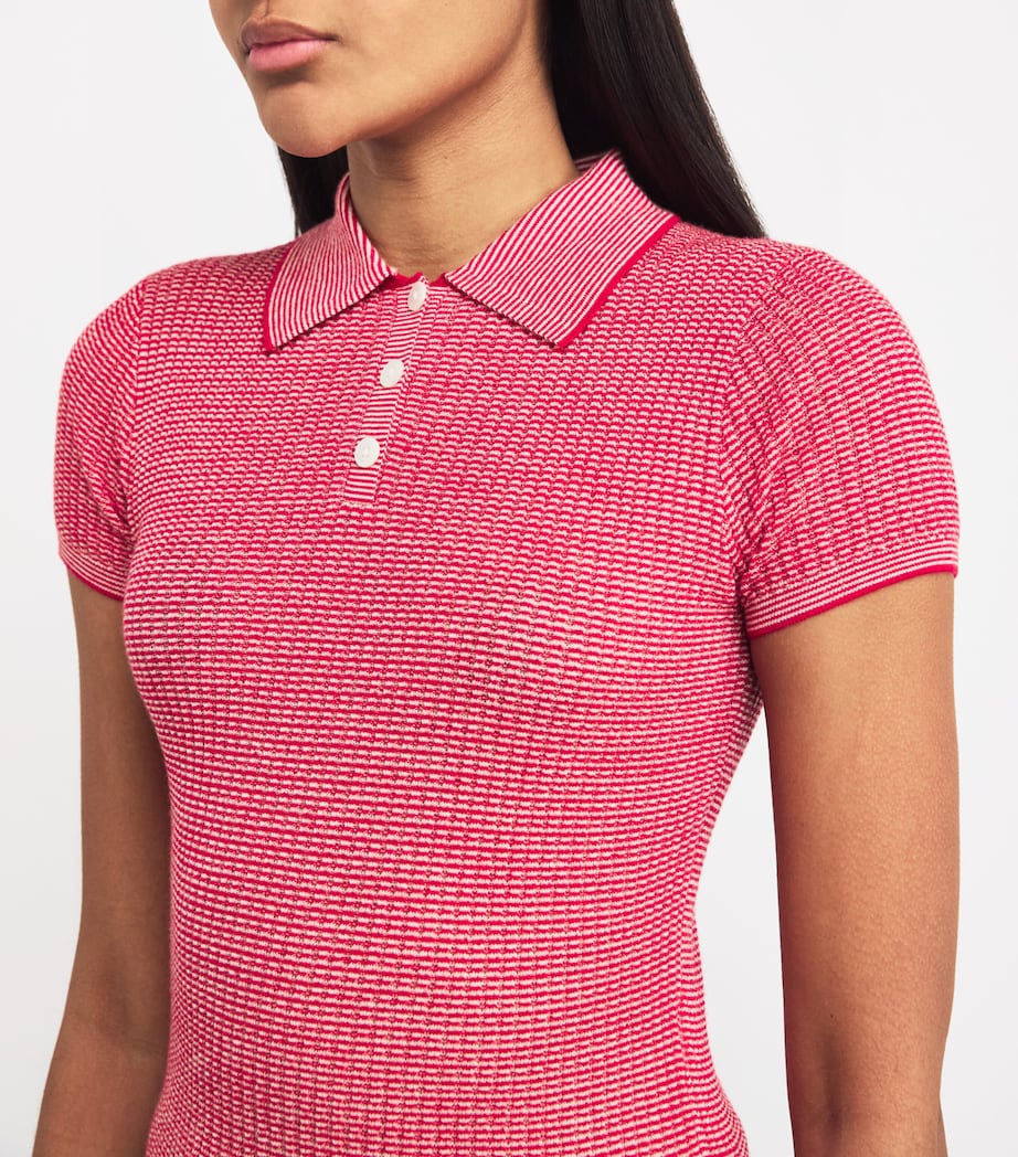 Cashmere Shrunken Polo Shirt TRUE RED/CREAM Image 6