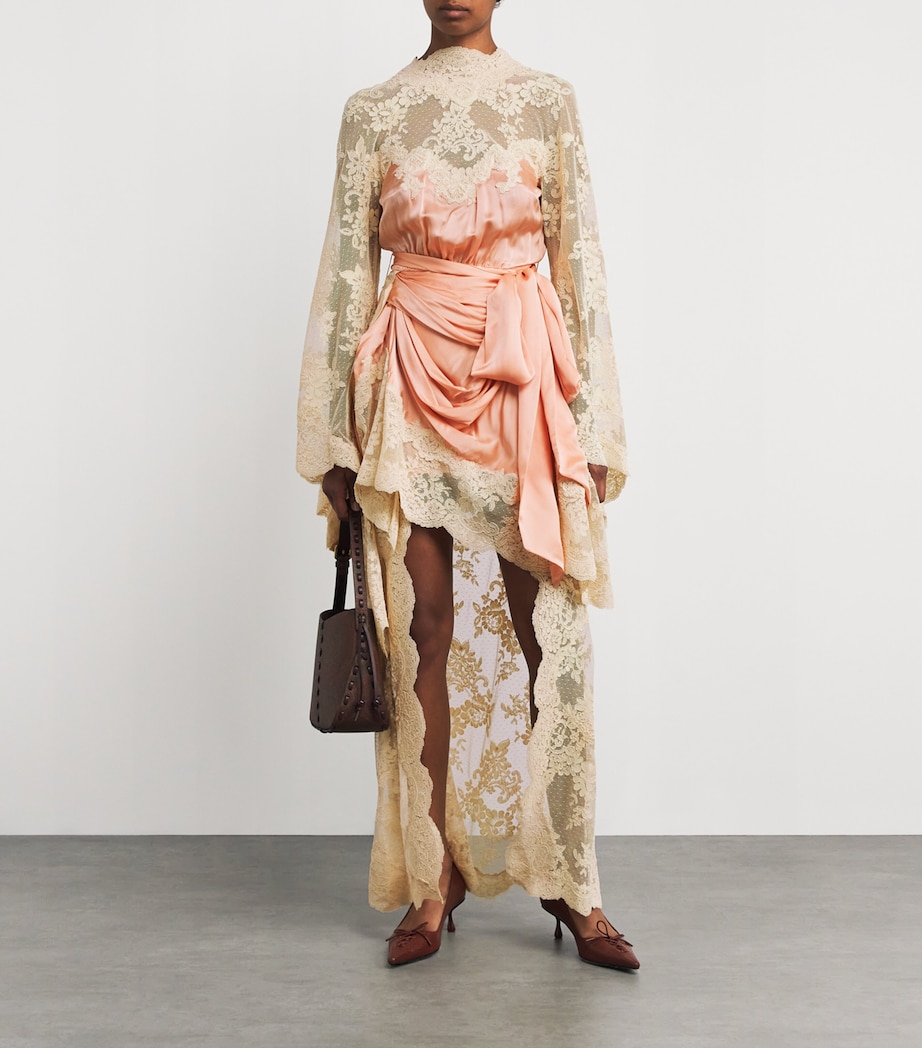 Silk-Lace Hypnotic Mini Dress SALMON Image 2