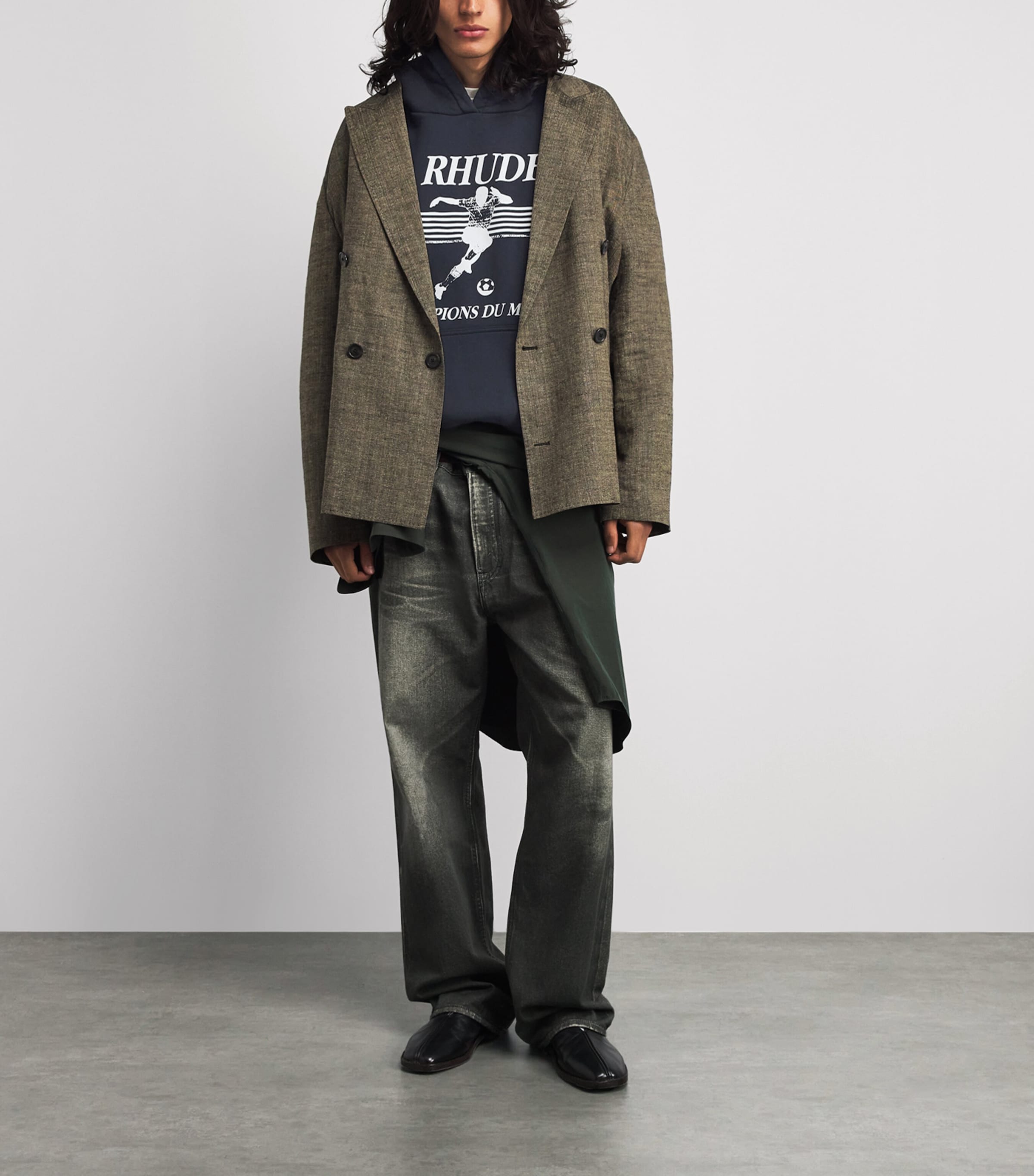 Rhude Mens Cotton Set Piece Hoodie Vntg Blk/wht Image 2