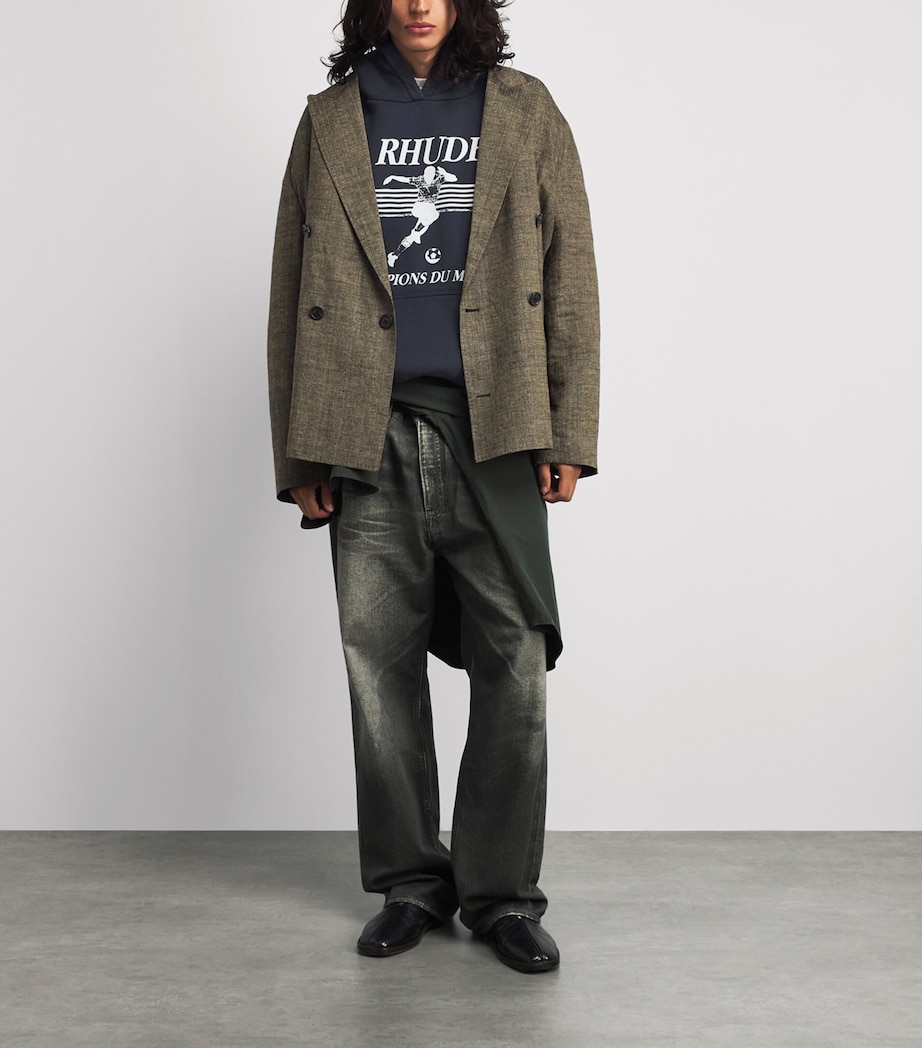Rhude Mens Cotton Set Piece Hoodie Vntg Blk/wht Image 2