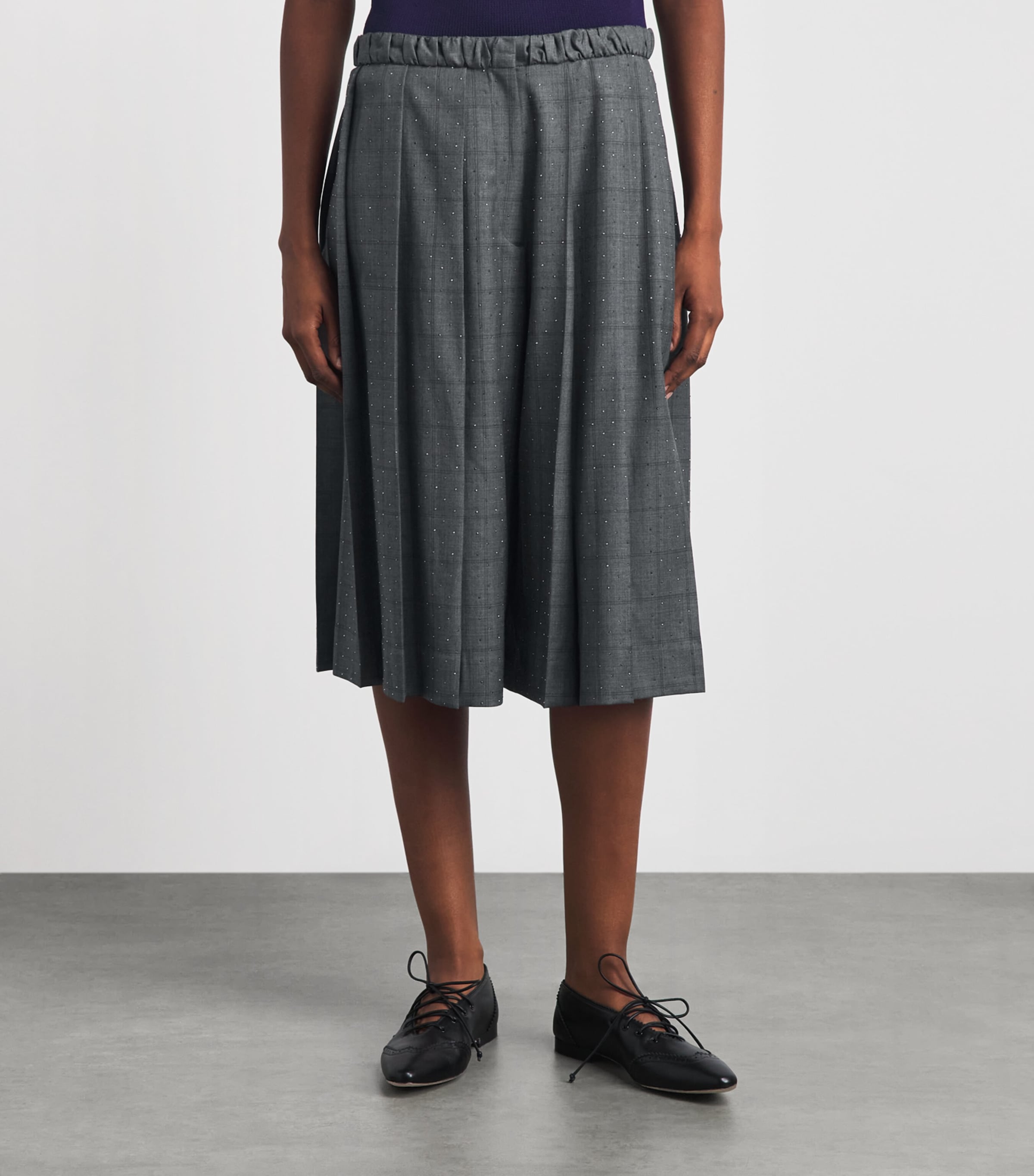 Sandro Paris Womens Wool Embellished Culottes Dark Grey Image 4