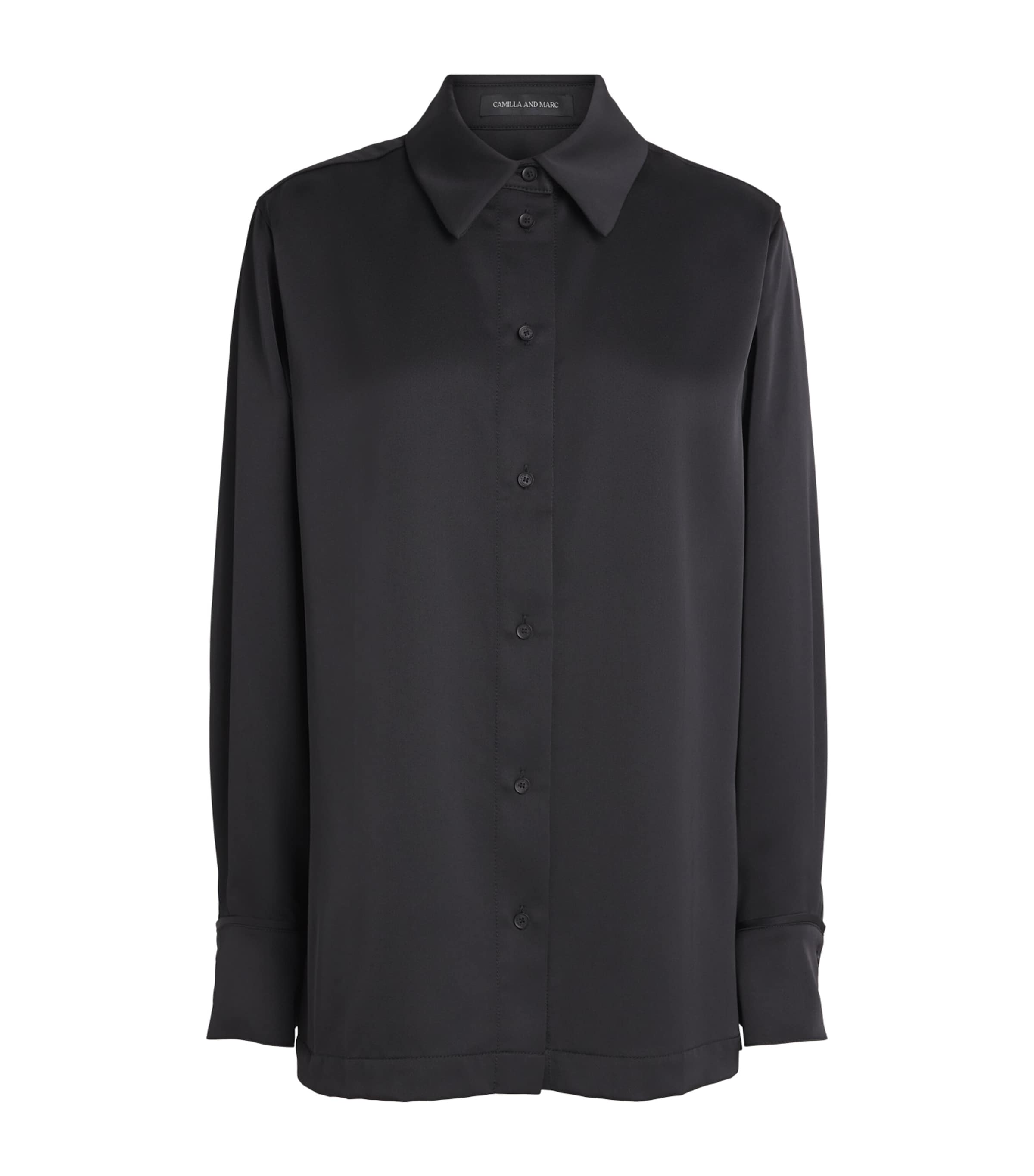 CAMILLA AND MARC Womens Satin Ground Shirt Dblk Black Image 1