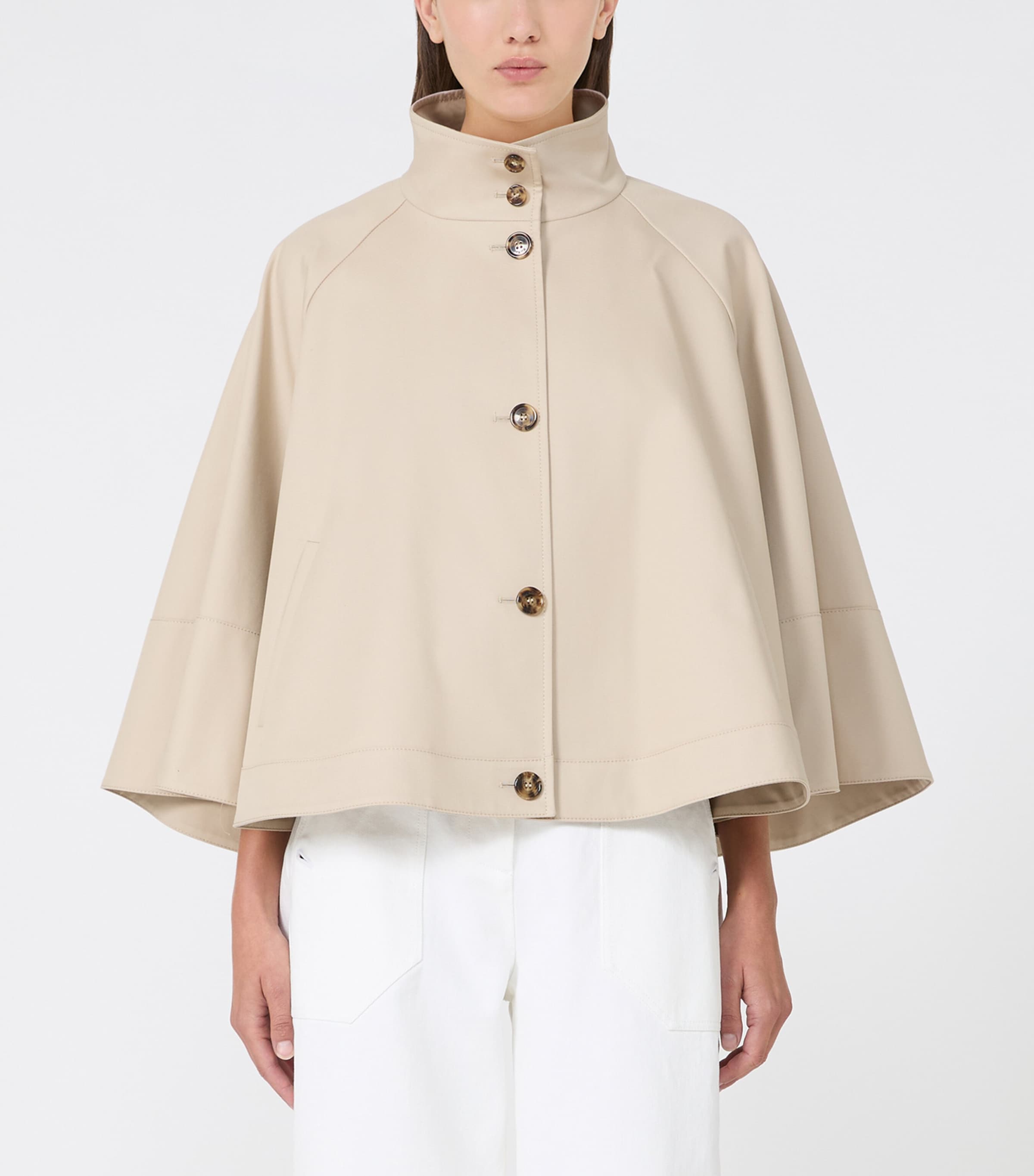 Max Mara Womens Cotton Cropped Jacket Stone Image 3