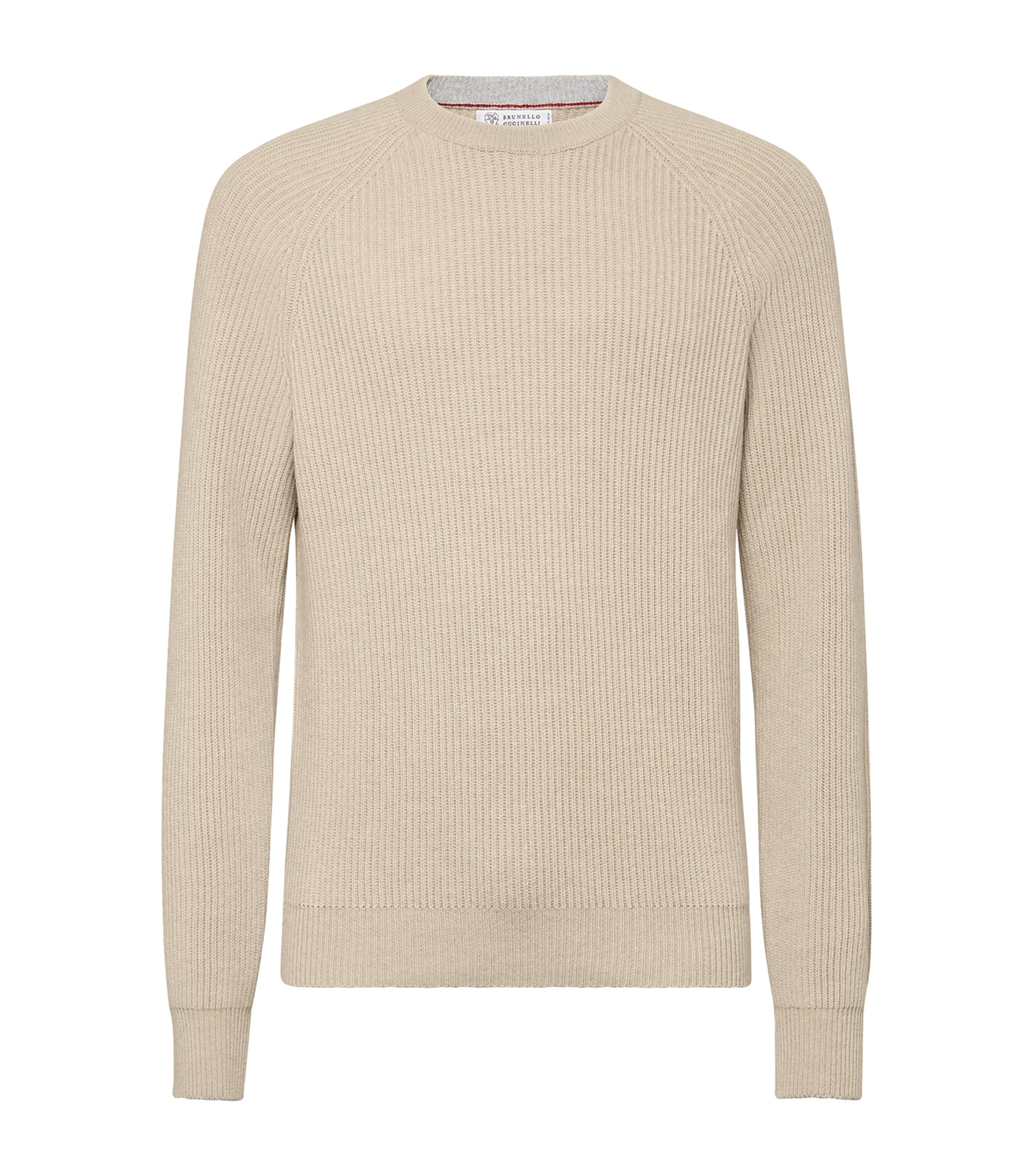 Brunello Cucinelli English Rib Knit Sweater In Beige
