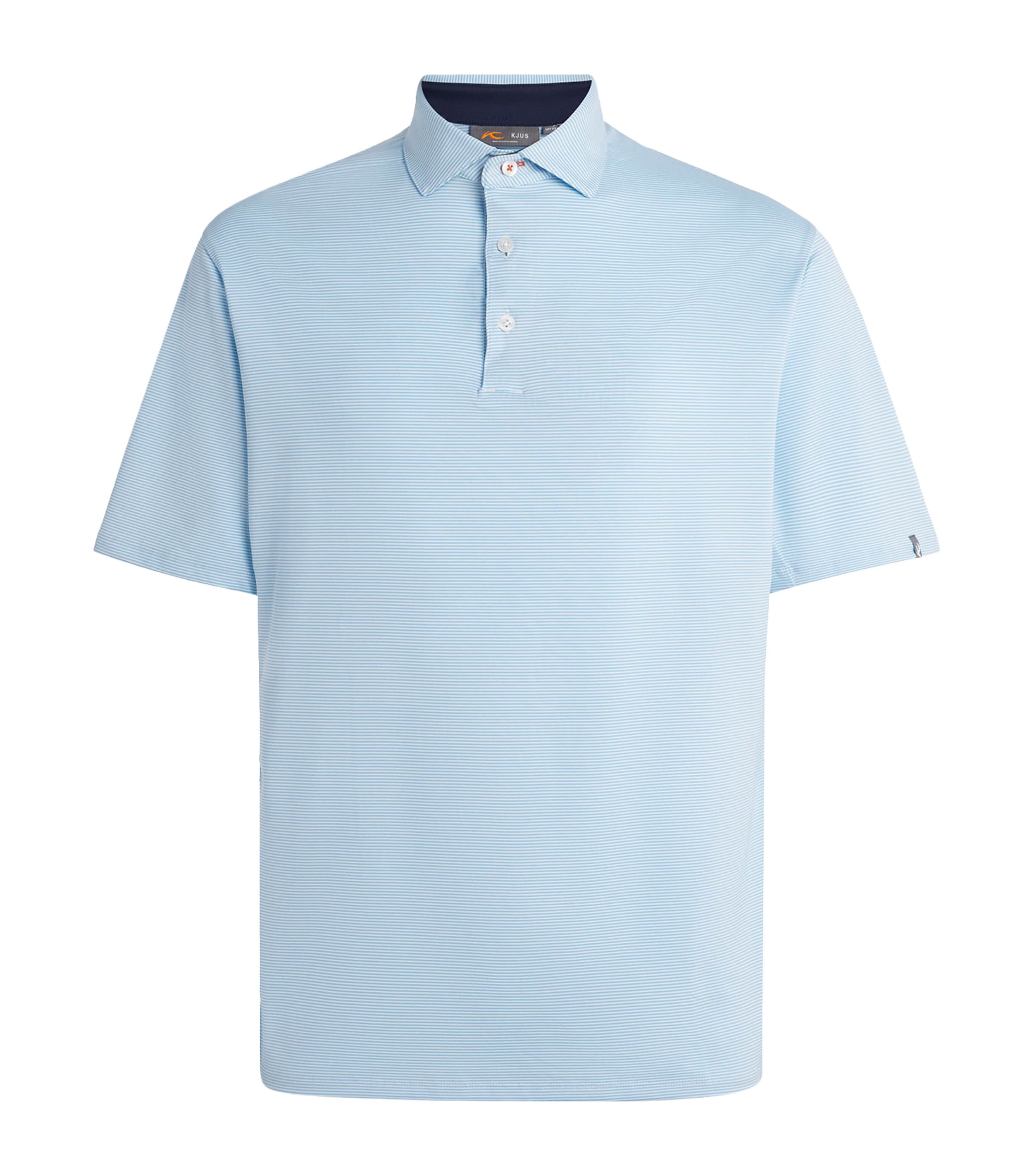 KJUS Mens Stripe Soren Polo Shirt Vapor Blue/white Image 1