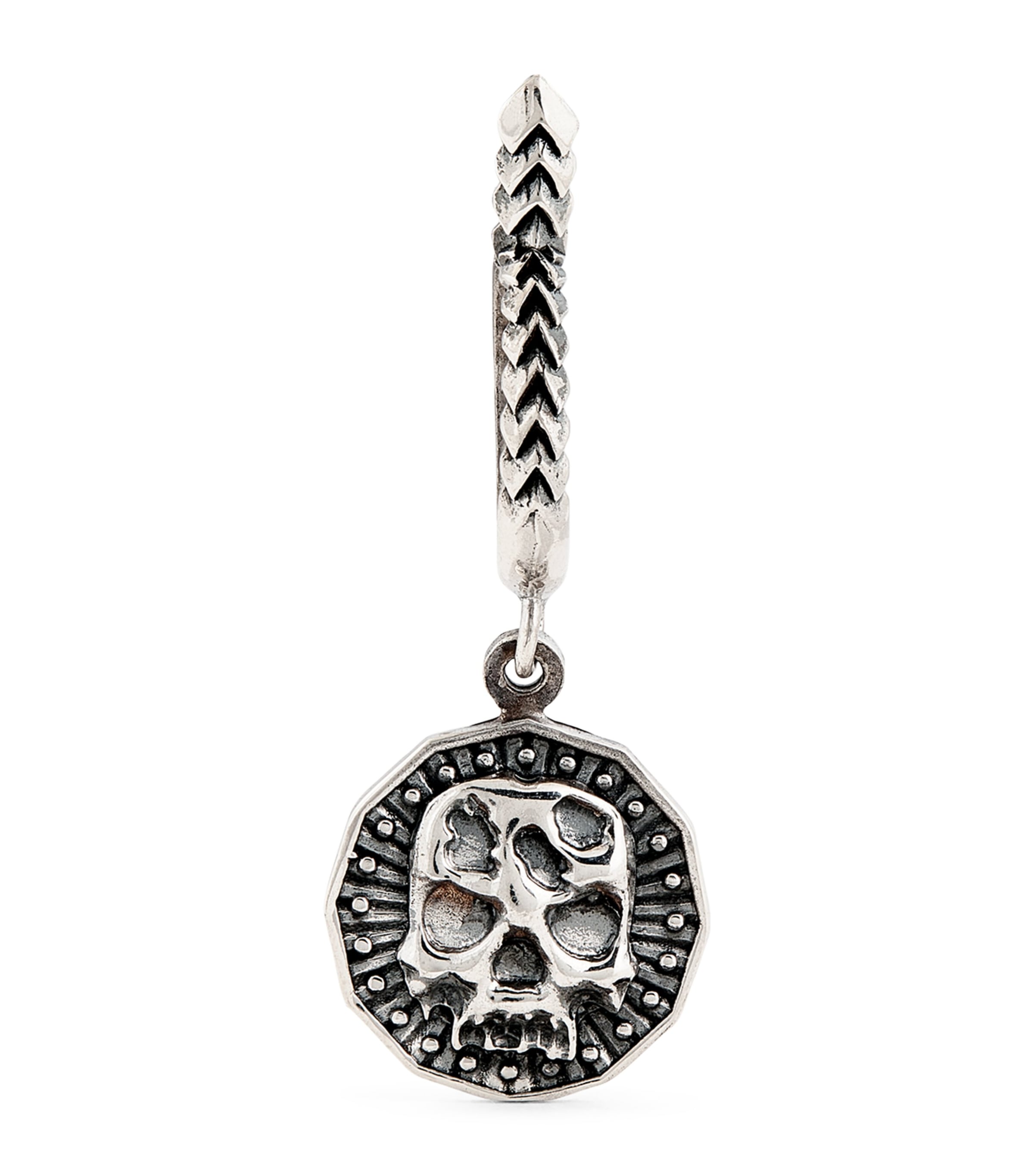 Emanuele Bicocchi Sterling Silver Skull Coin Single Earring In Metallic