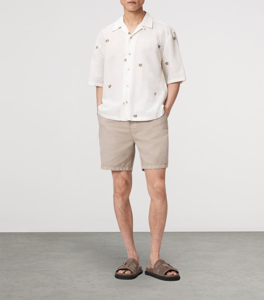 AllSaints Mens Short-Sleeve Feline Shirt Ecru Image 2