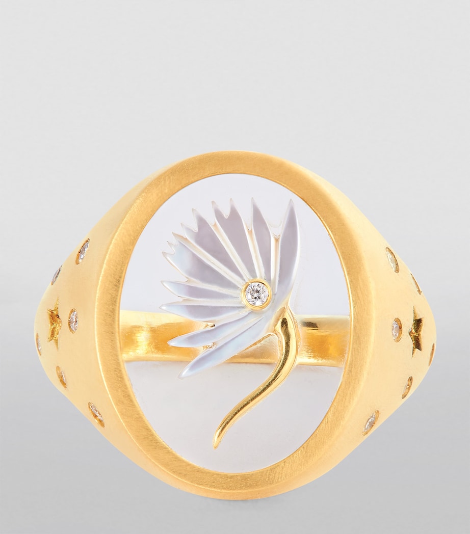 Yellow Gold, Diamond and Mother-of-Pearl Wared 2.0 Ring WHITE Image 3