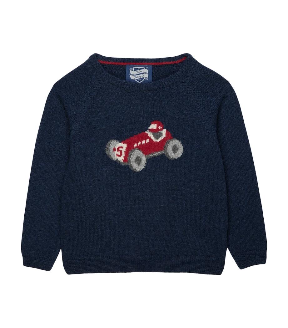 Trotters Wool-Blend Car Henry Sweater (2-5 Years) Navy Image 1