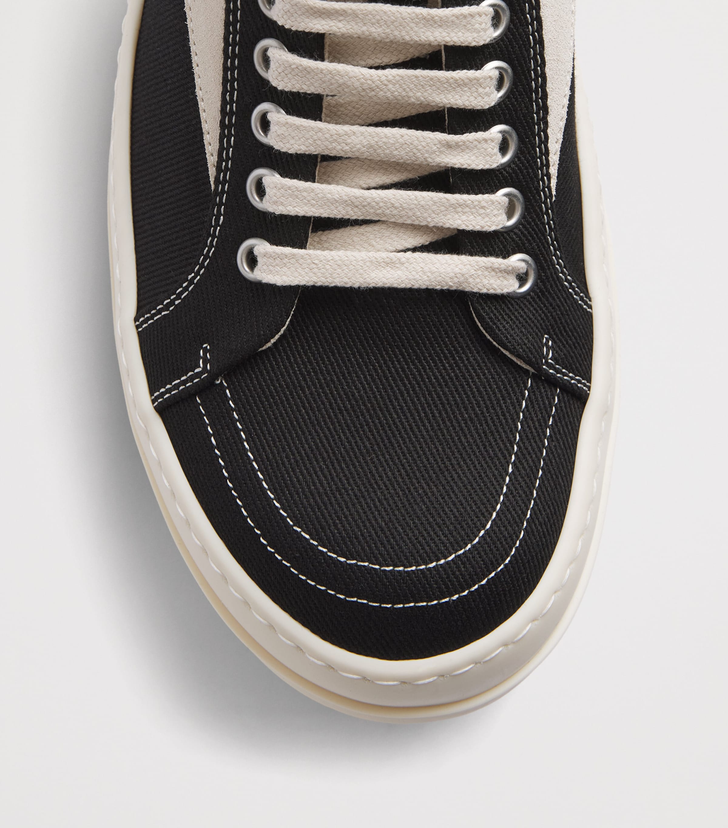 Rick Owens Canvas Vintage Sneakers Blk/milk/milk Image 6