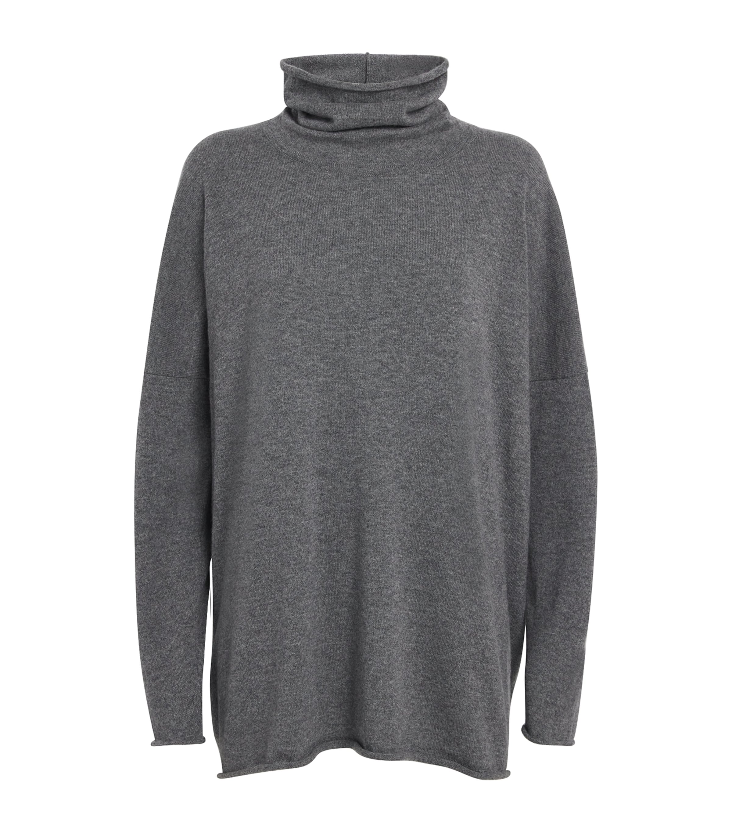 Eskandar Cashmere Raw-edge Rollneck Sweater In Gray