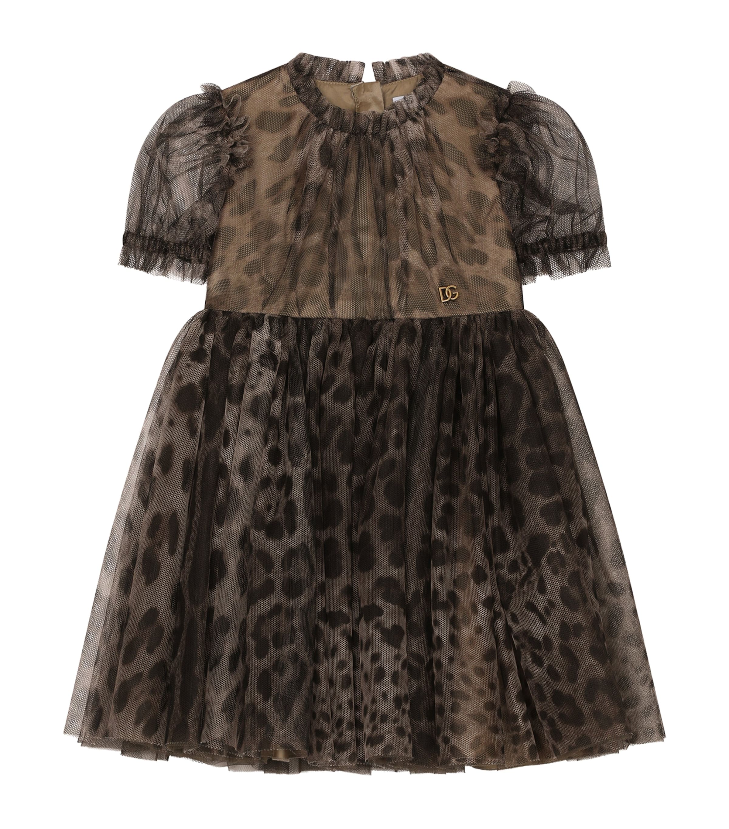 DOLCE & GABBANA TULLE LEOPARD PRINT DRESS 