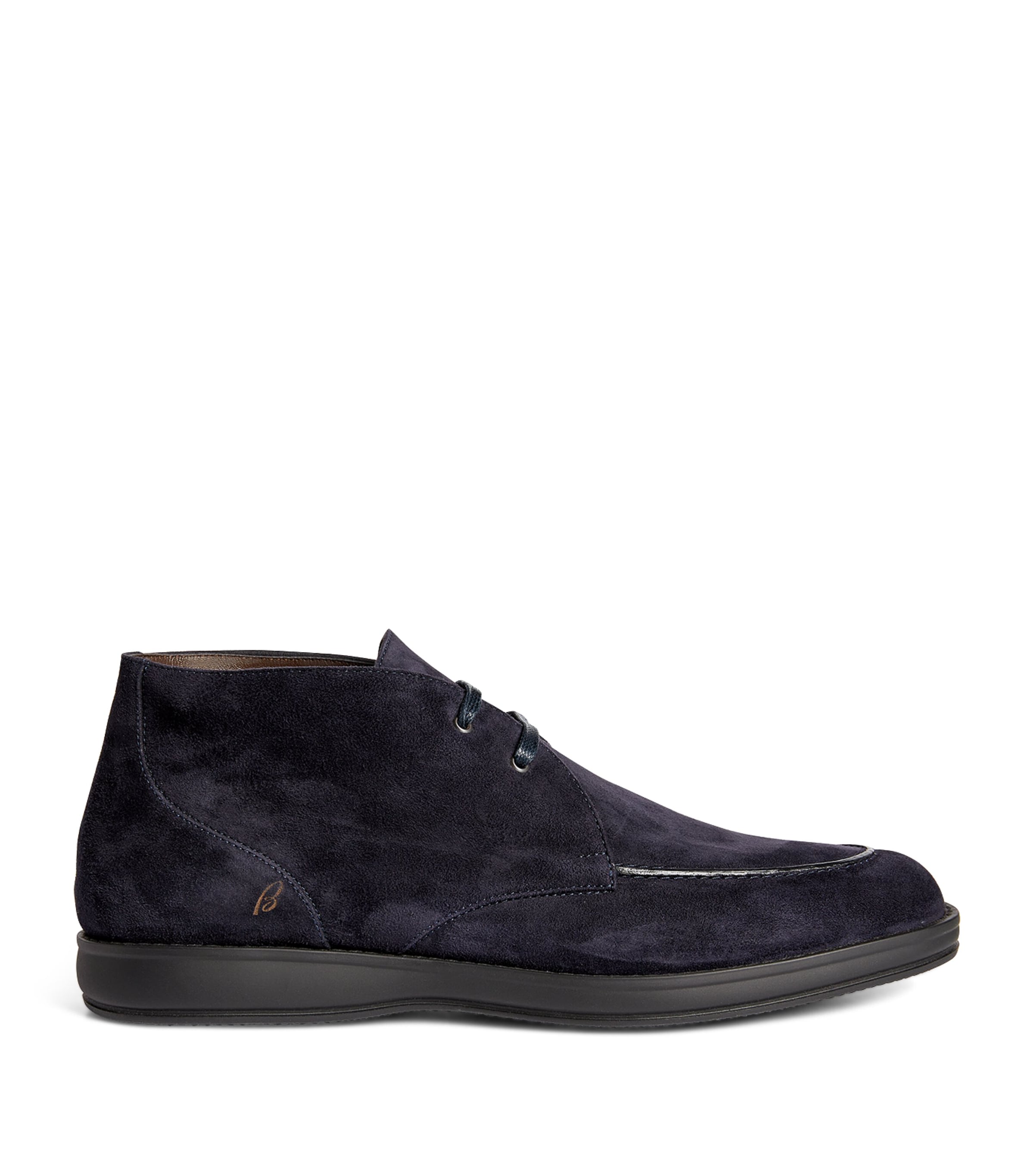 Brioni Suede Ankle Boots In Blue
