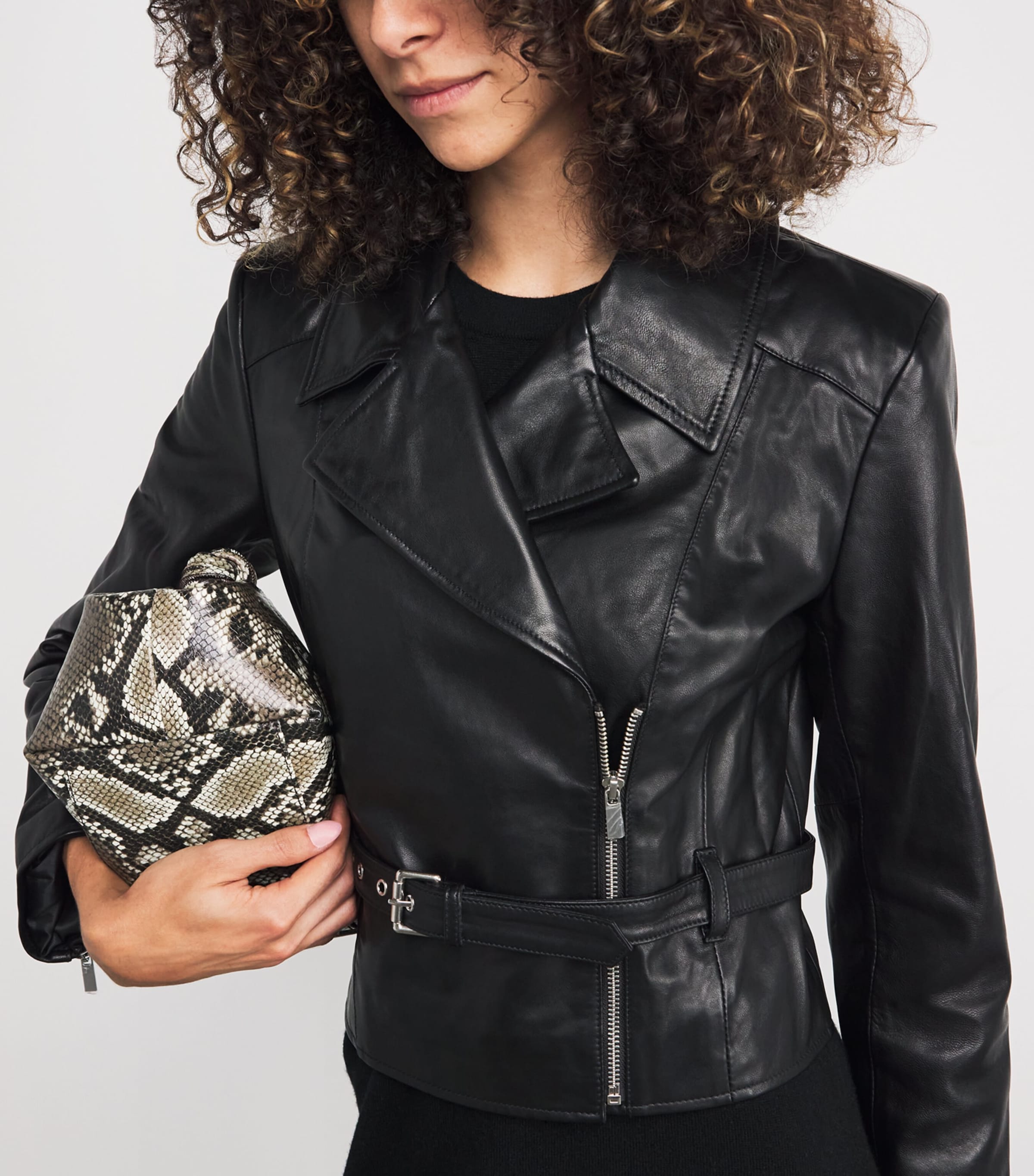 PAIGE Black Foxe Lamb Leather Jacket | Harrods UK