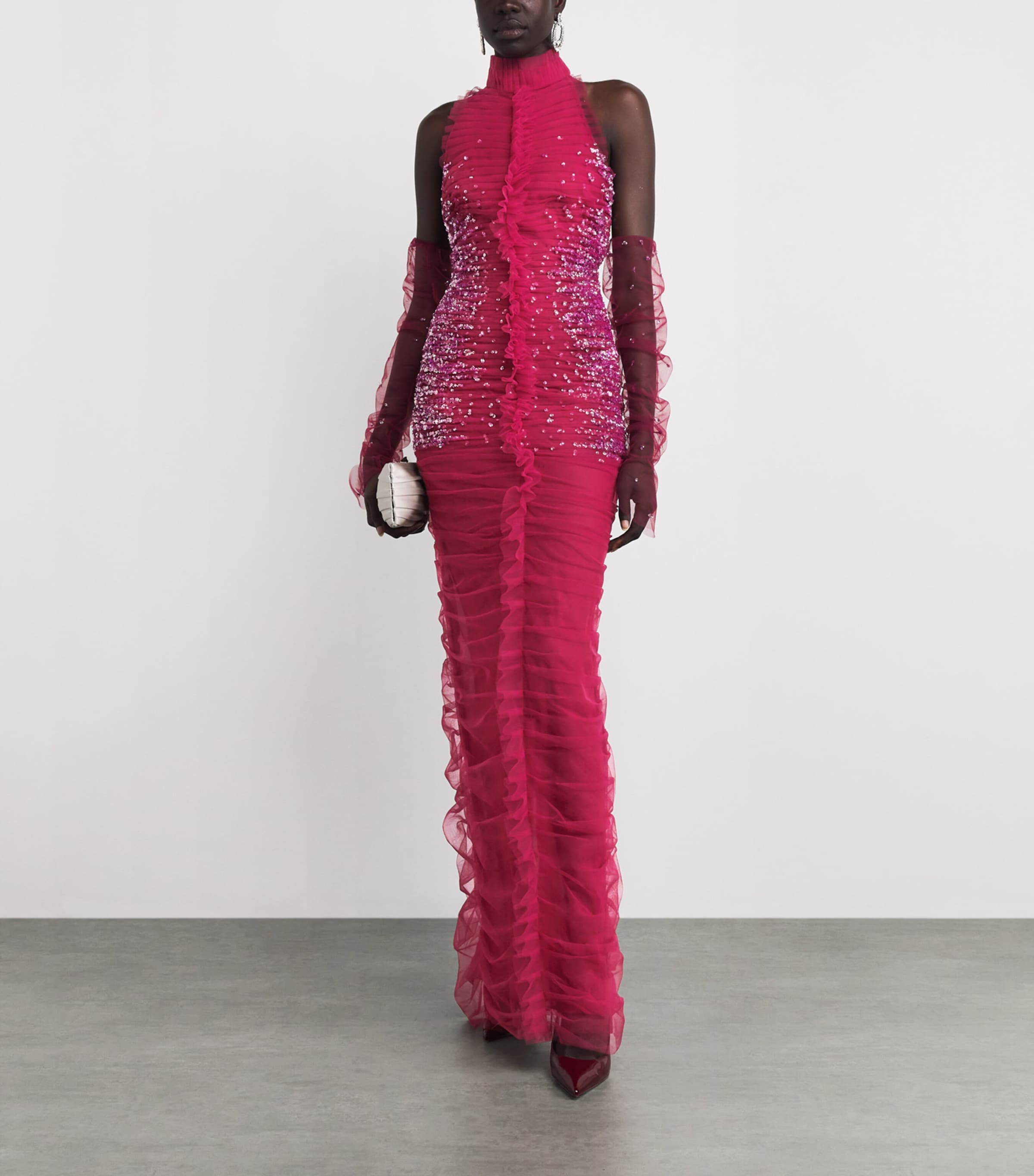 Tulle Embellished Amaryllis Gown CRIMSON Image 2