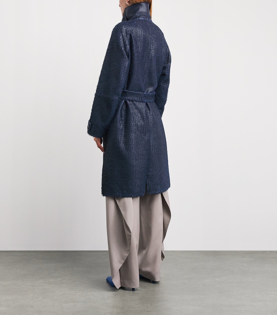 LOEWE Womens Lamb Leather Tailored Coat Dark Blue Image 4