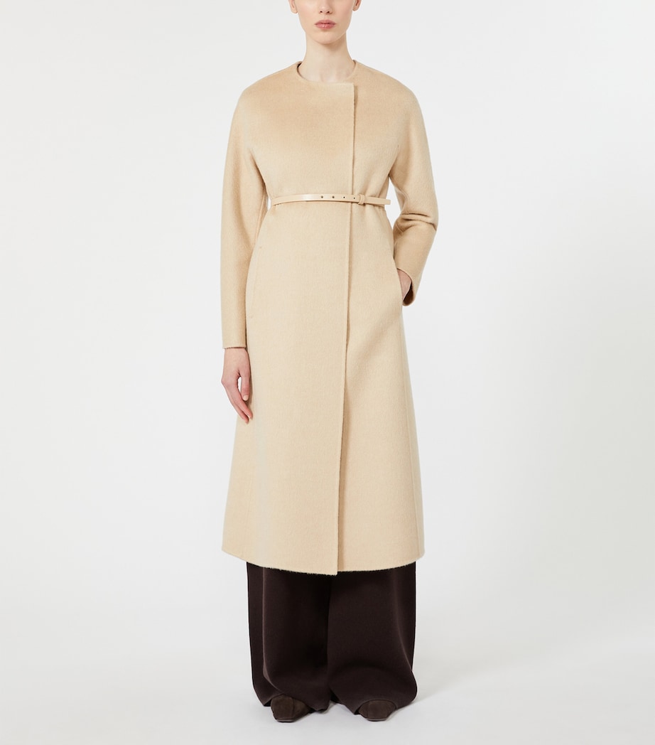 Max Mara Womens Camel-Mohair Wrap Coat Beige Image 3