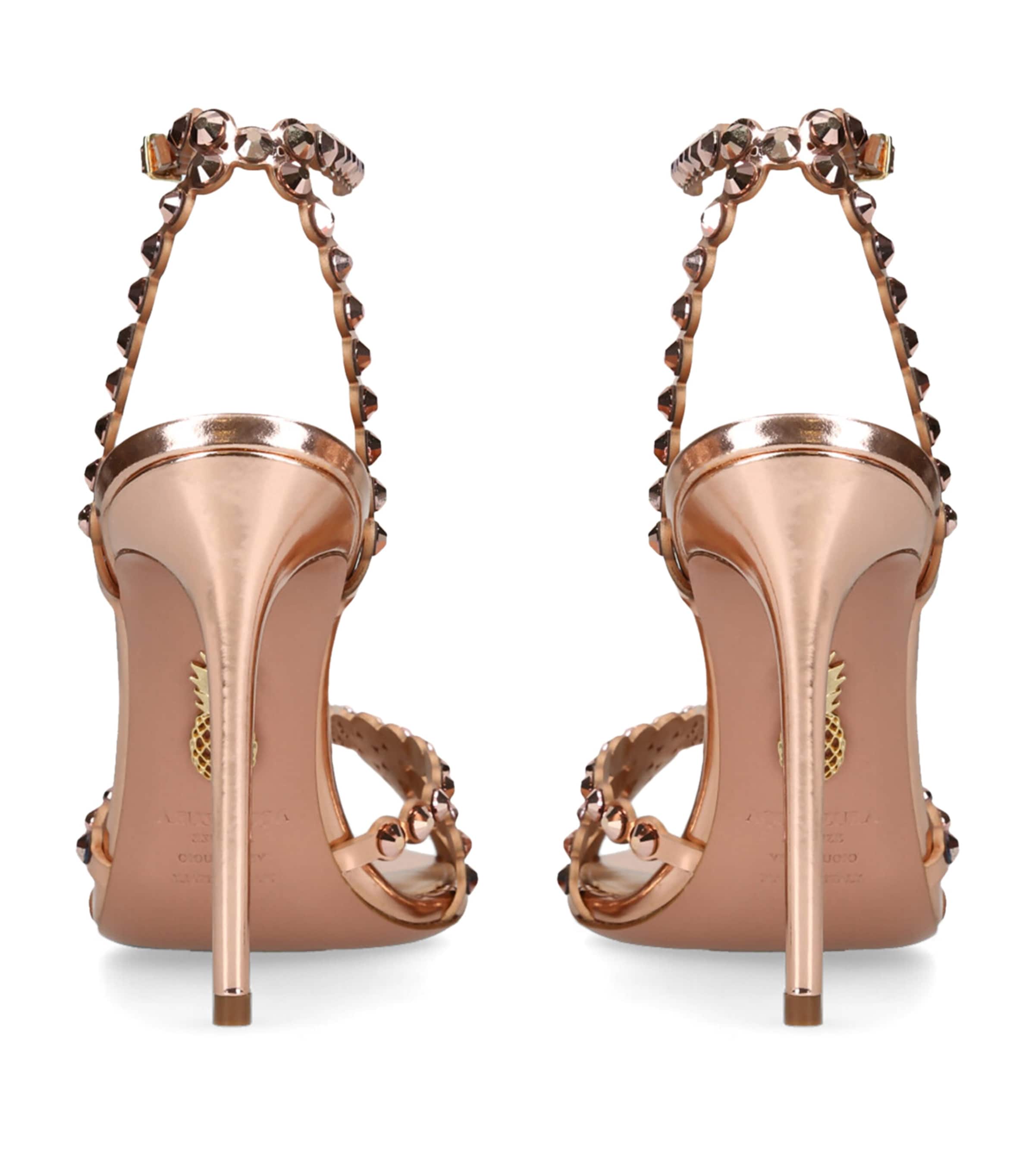 Aquazzura Leather Tequila Sandals 105 Gold Image 4