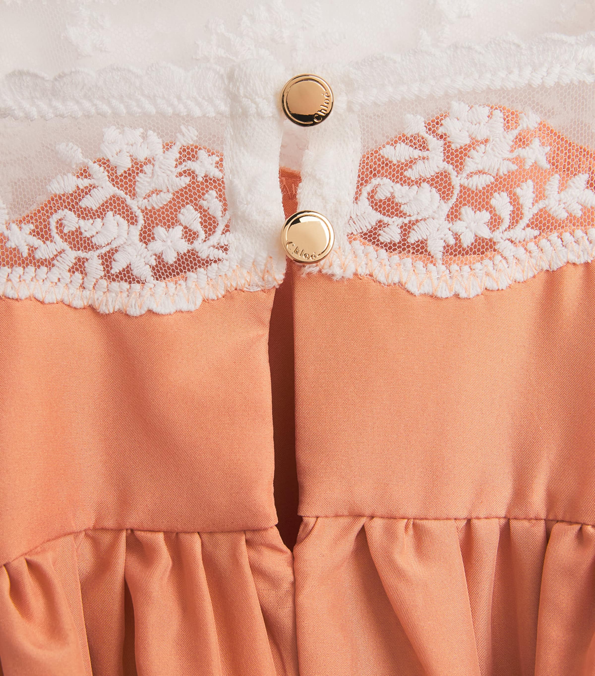 Silk Contrasting-Trim Dress (4-14 Years) C20809/43AAPRICOT Image 3