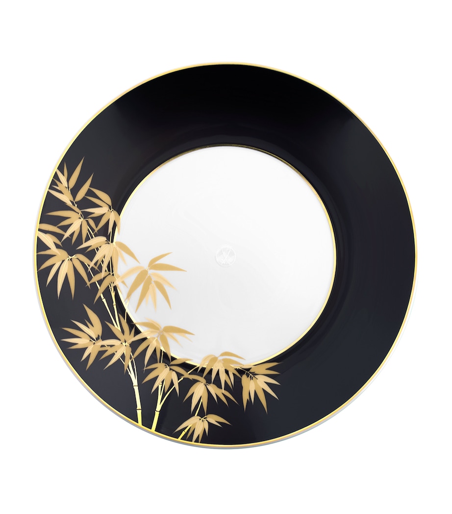 Small Porcelain Golden Bamboo Dinner Plate (24cm) NO COLOUR Image 1