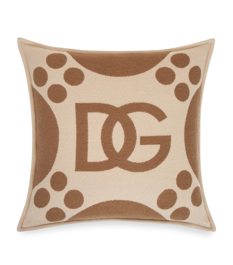 Wool-Silk-Cashmere Logo Cushion (50cm x 50cm) U0052-MARRONE Image 1