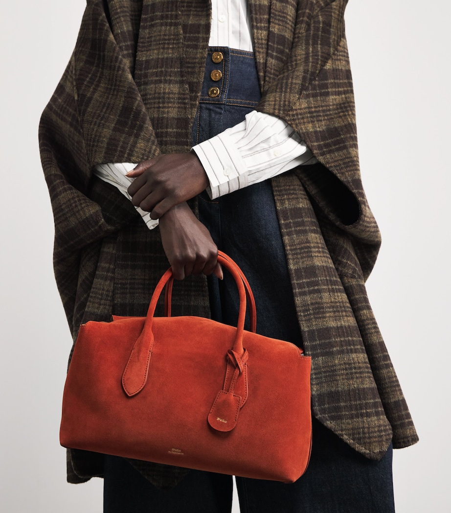 Medium Suede Bellport Top-Handle Bag AUBURN Image 5