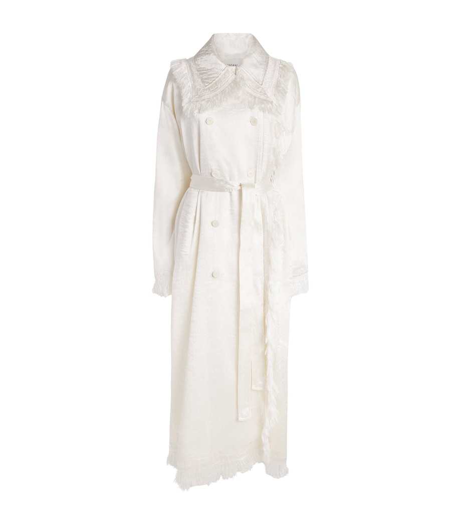 Silk-Blend Fringe Lise Trench Coat CREAM Image 1