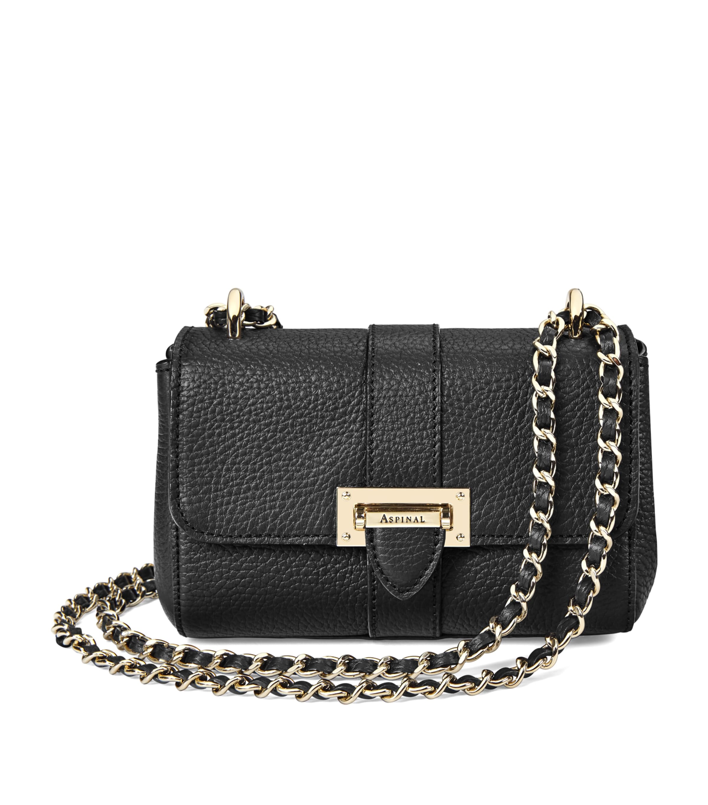 Aspinal Of London Micro Leather Lottie Cross-body Bag In Black