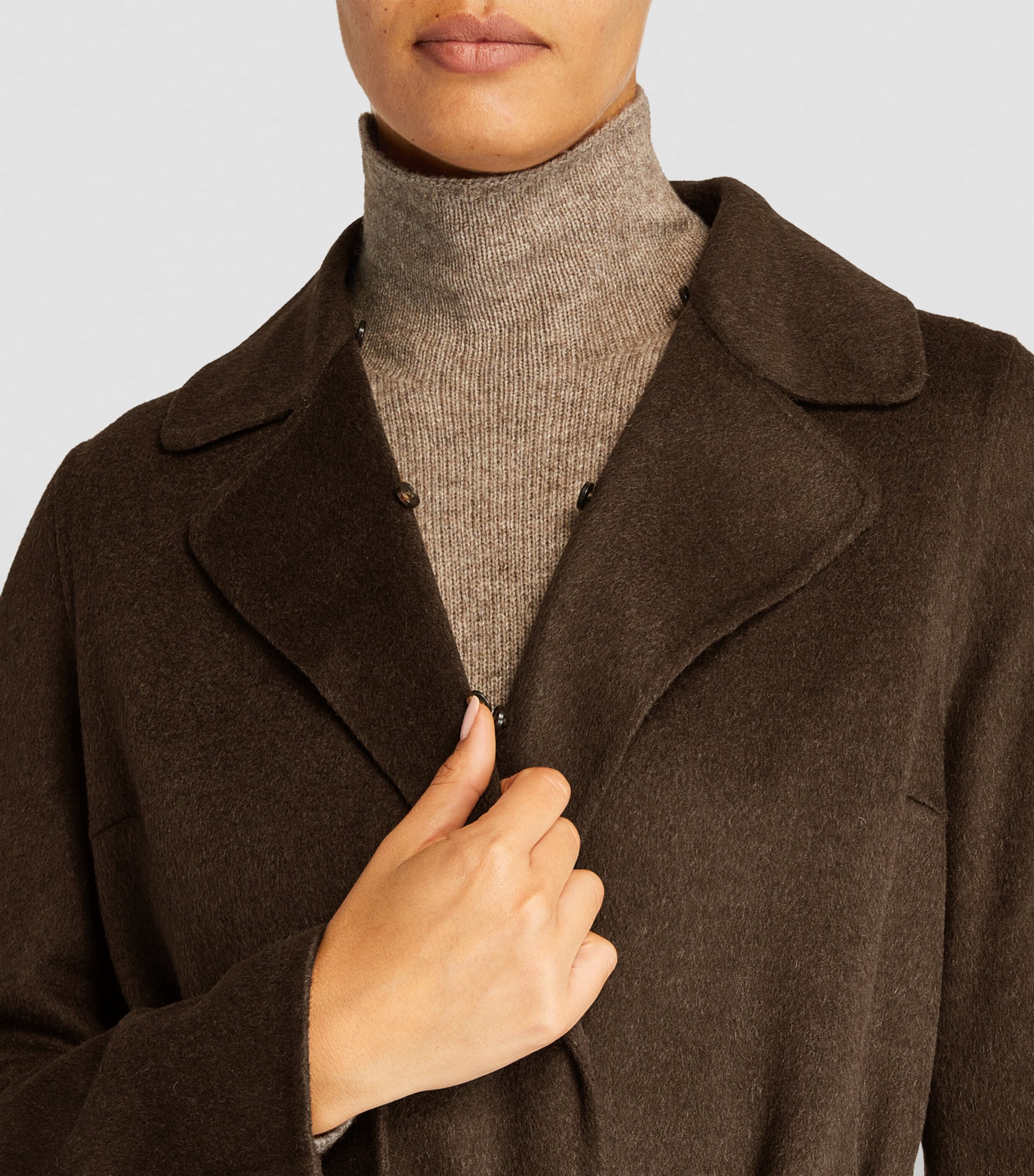 Wool-Cashmere Fur-Trim Coat 204 Image 6