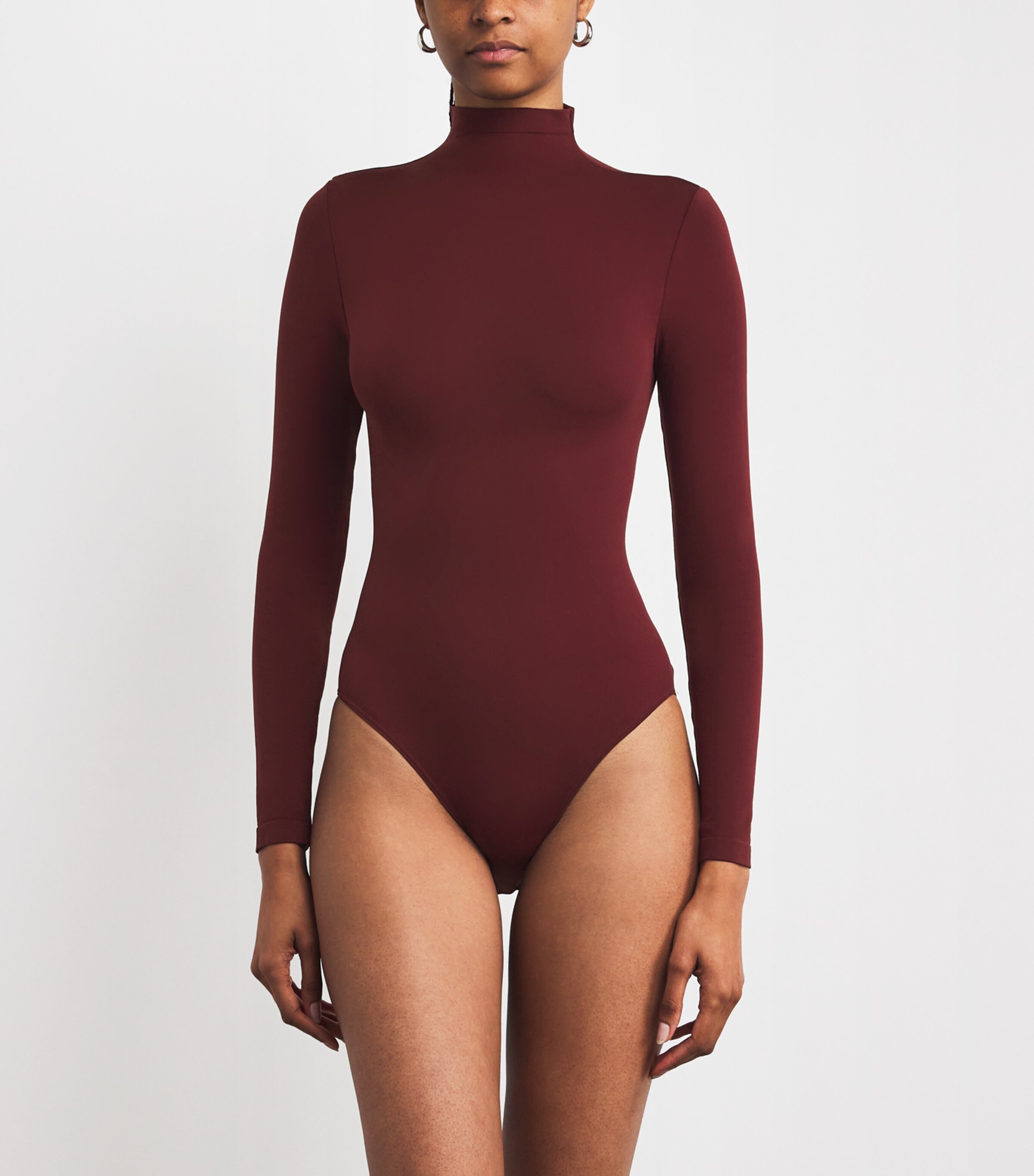 Tall Burgundy Stretchy Cotton Crew Neck Long Sleeve Bodysuit | New Look