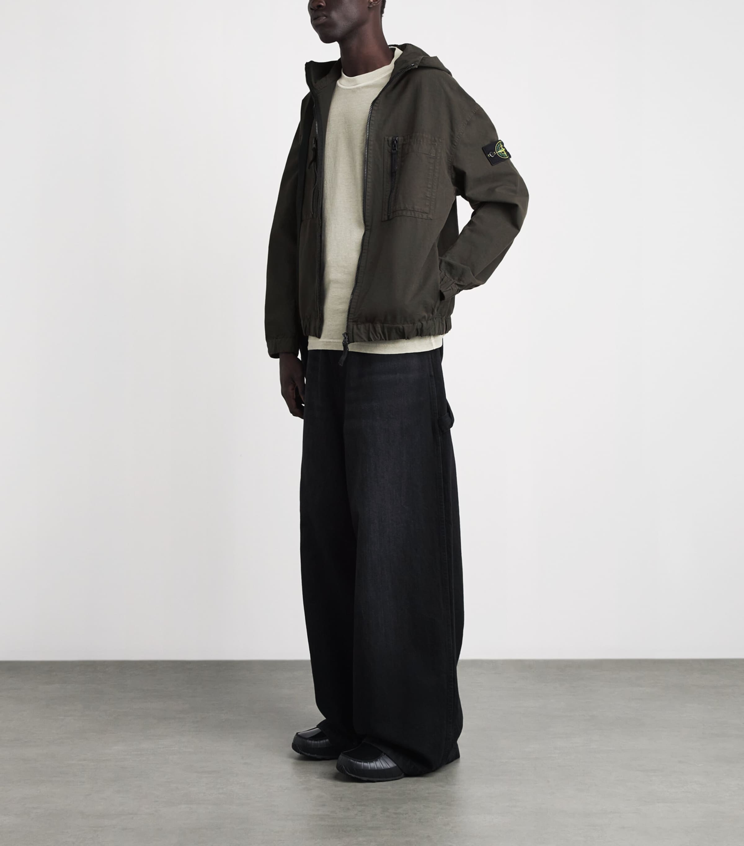Stone Island Mens Organic Cotton Ripstop Hooded Overshirt Image 2
