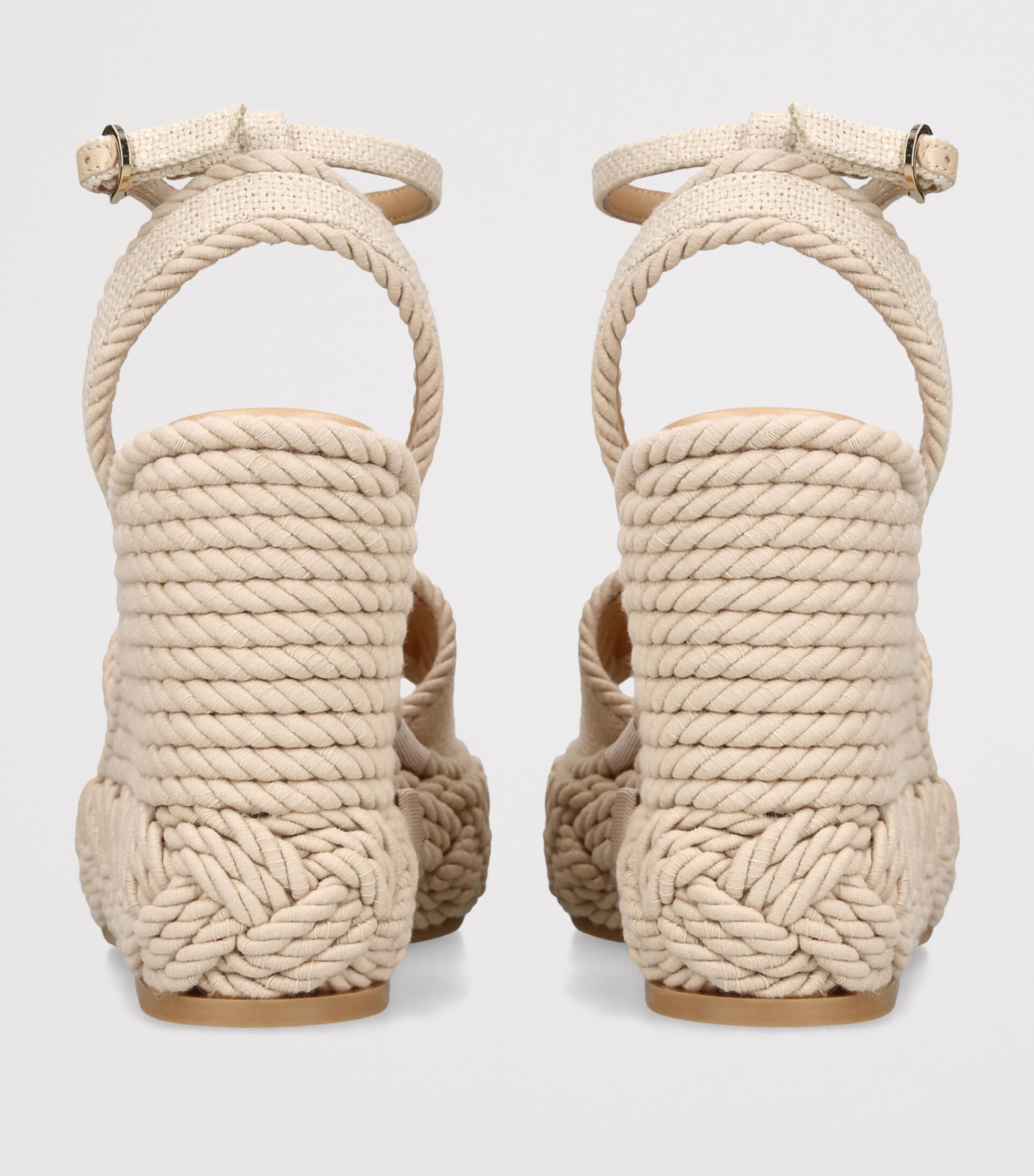 Valentino Garavani Canvas Torchon Espadrille Wedge Sandals 130 Beige Image 2