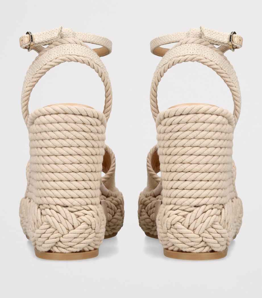 Valentino Garavani Canvas Torchon Espadrille Wedge Sandals 130 Beige Image 2