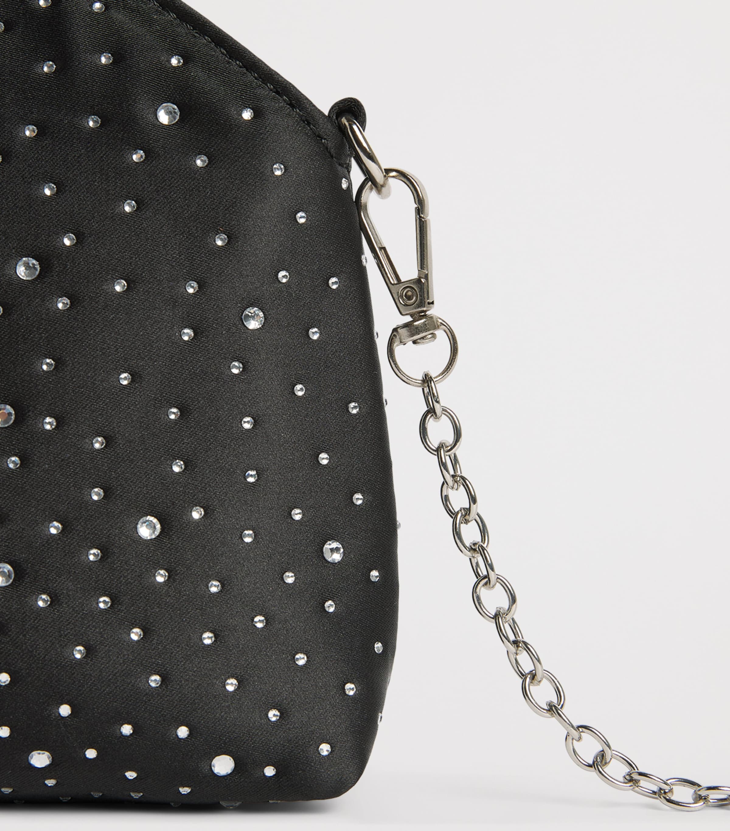 Monnalisa Crystal-Embellished Satin Shoulder Bag Nero Image 3
