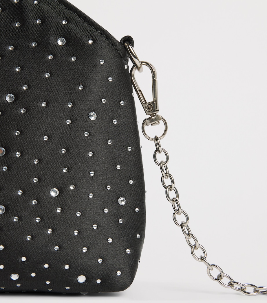Monnalisa Crystal-Embellished Satin Shoulder Bag Nero Image 3