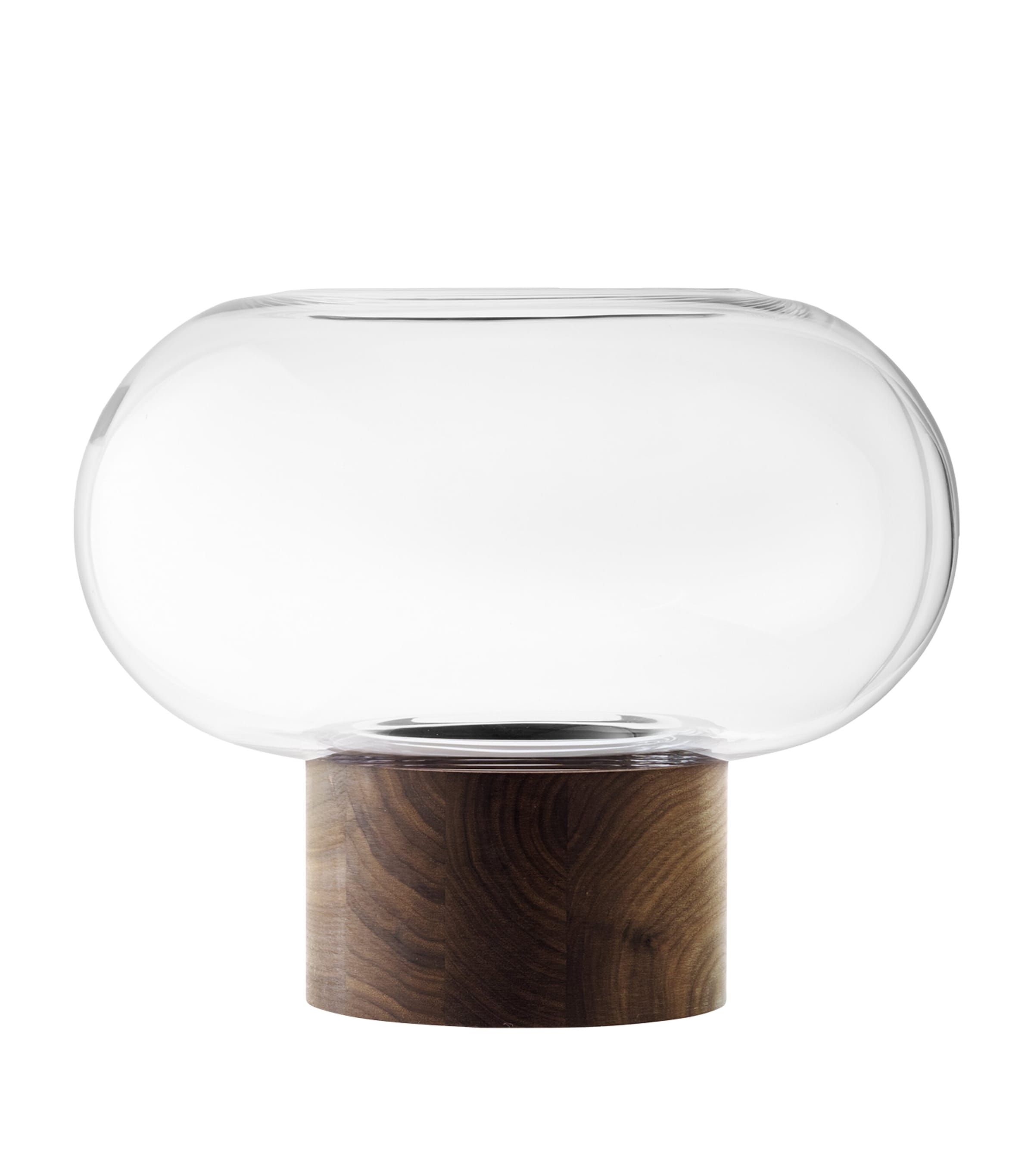 LSA INTERNATIONAL GLASS-WALNUT OBLATE VASE 