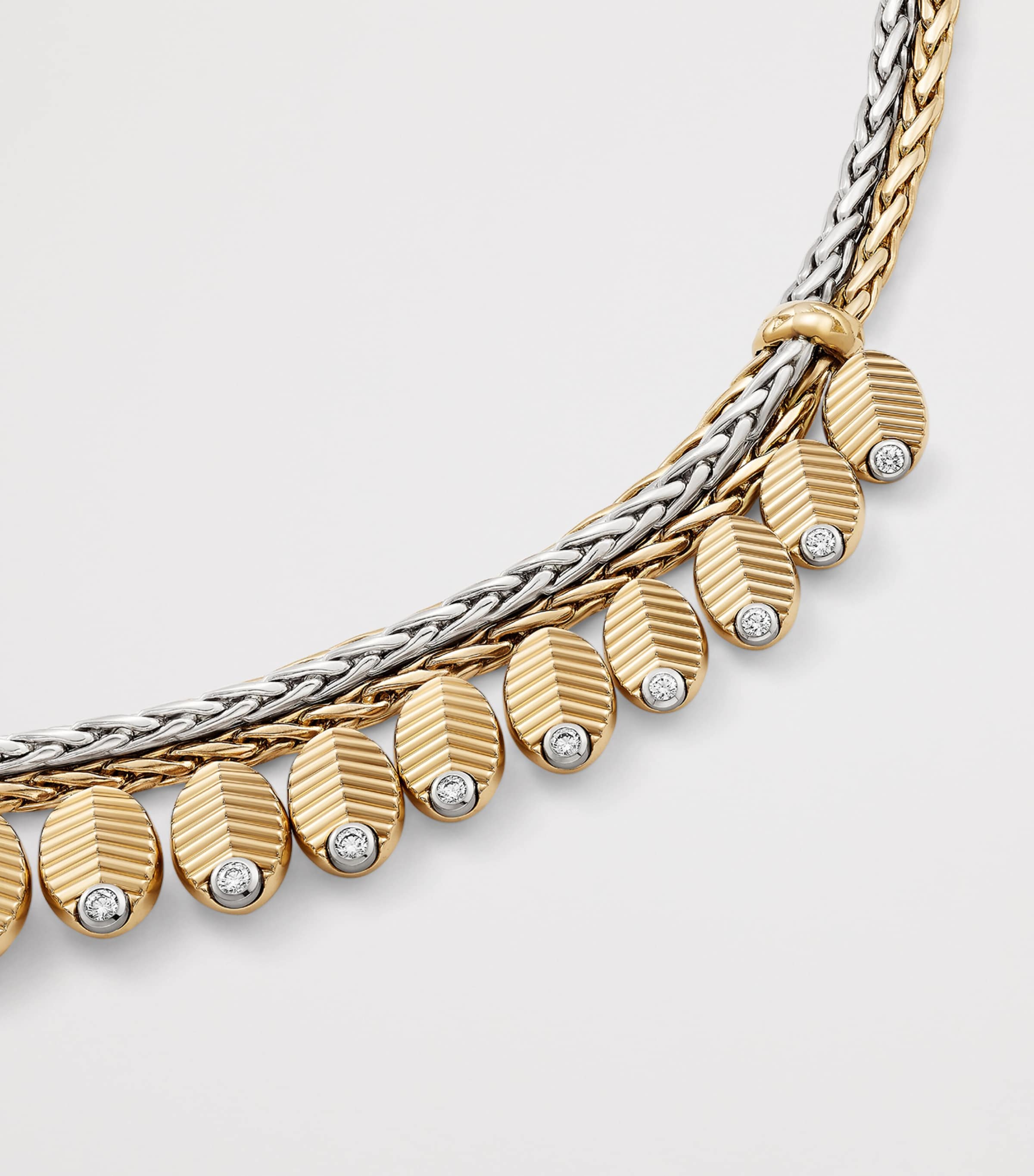 Yellow Gold, White Gold and Diamond Grain de Café Necklace YELLOW GOLD Image 3