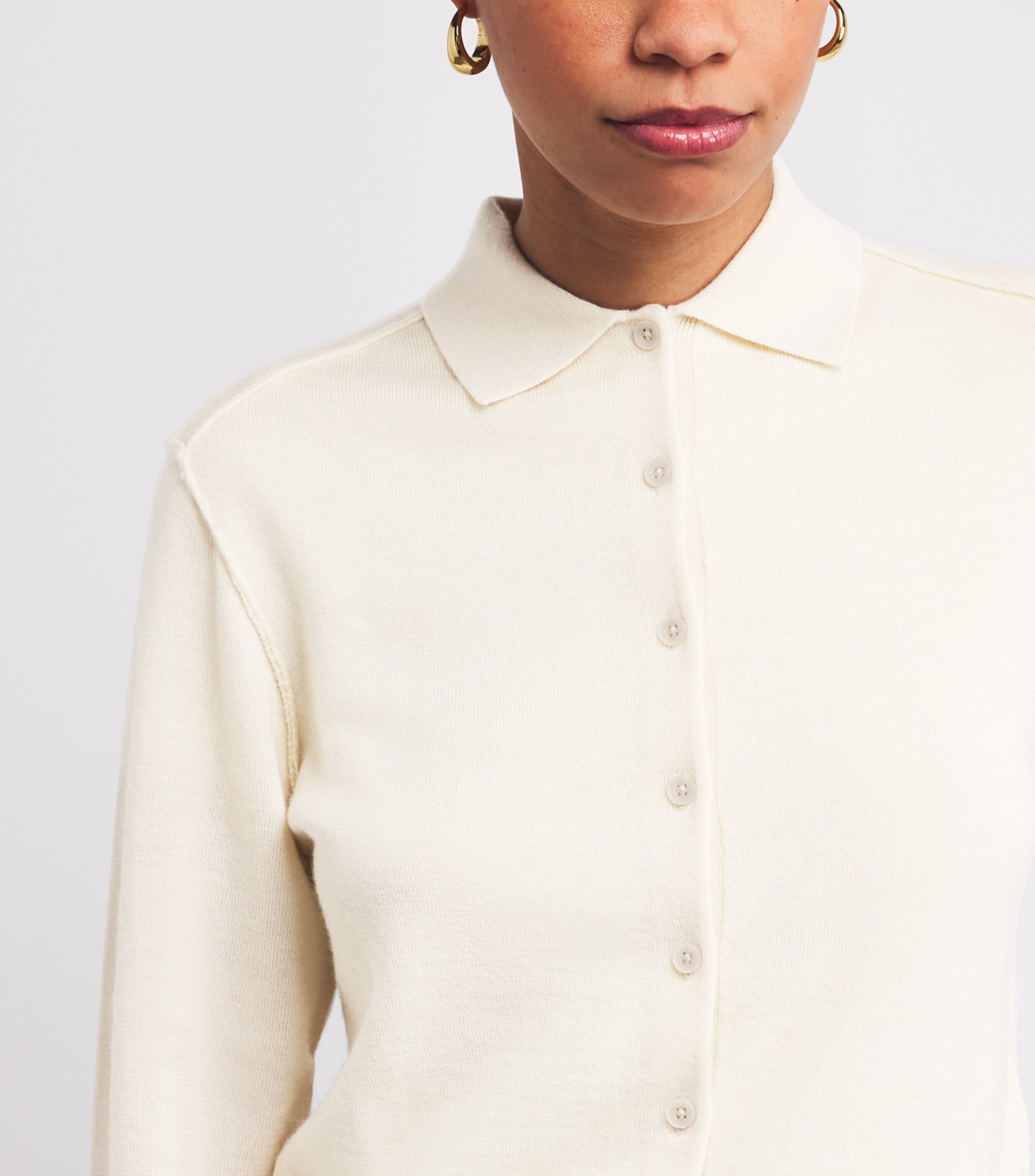 Cashmere Polo Cardigan CASHMERE ICE WHITE Image 6