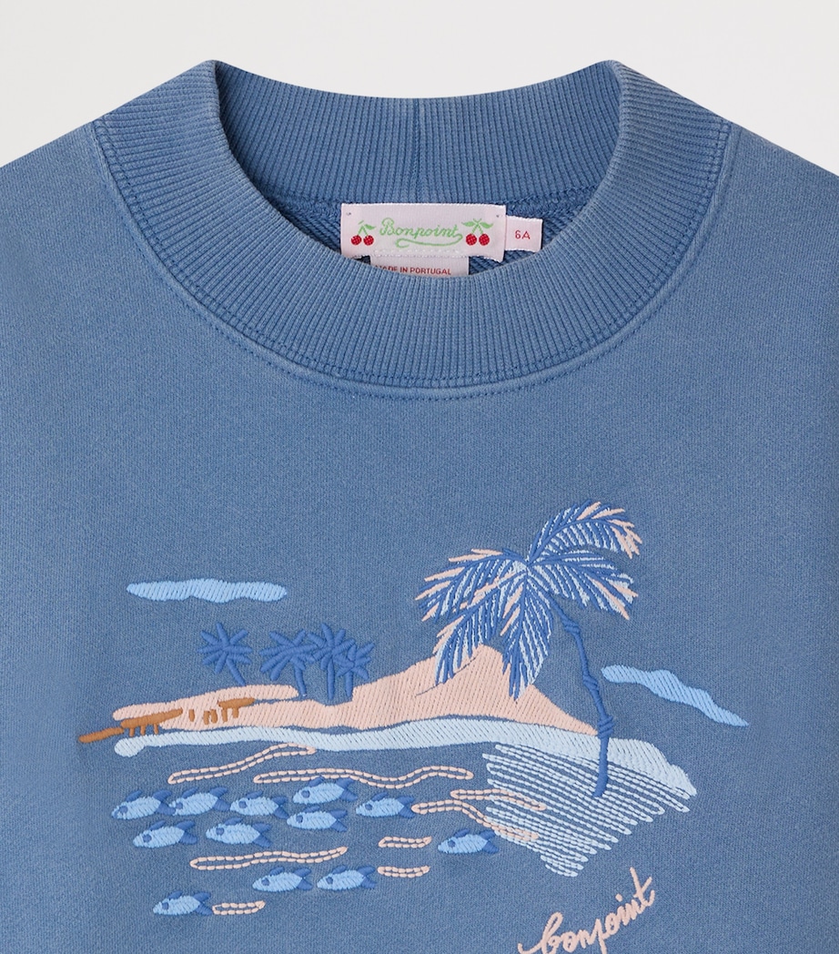Bonpoint Cotton Lika Sweatshirt (10-14 Years) Upb Bleu Mer Image 3