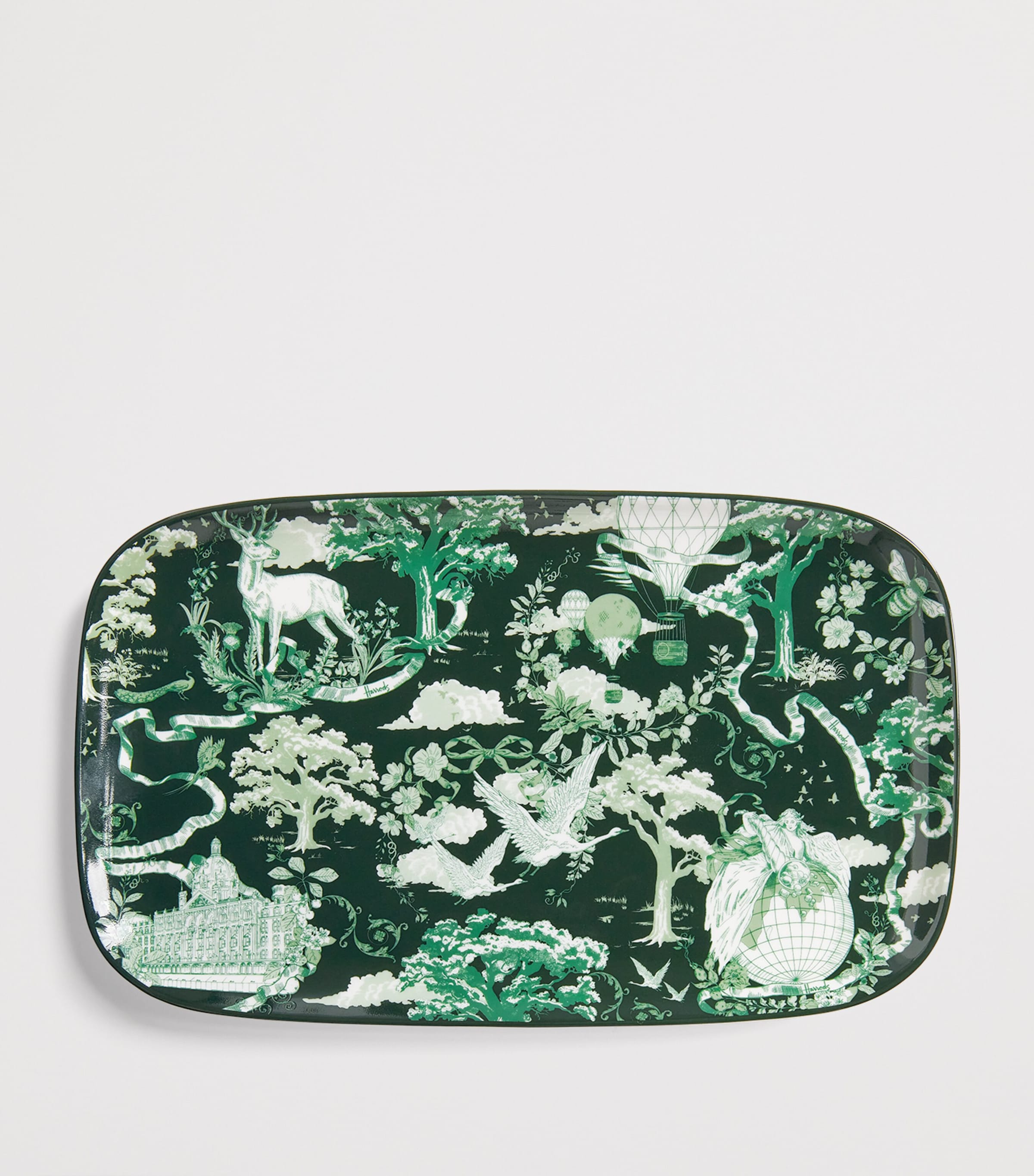 Bone China Toile Trinket Tray (25cm x 15cm) GREEN Image 2