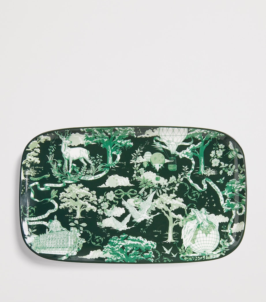 Bone China Toile Trinket Tray (25cm x 15cm) GREEN Image 2
