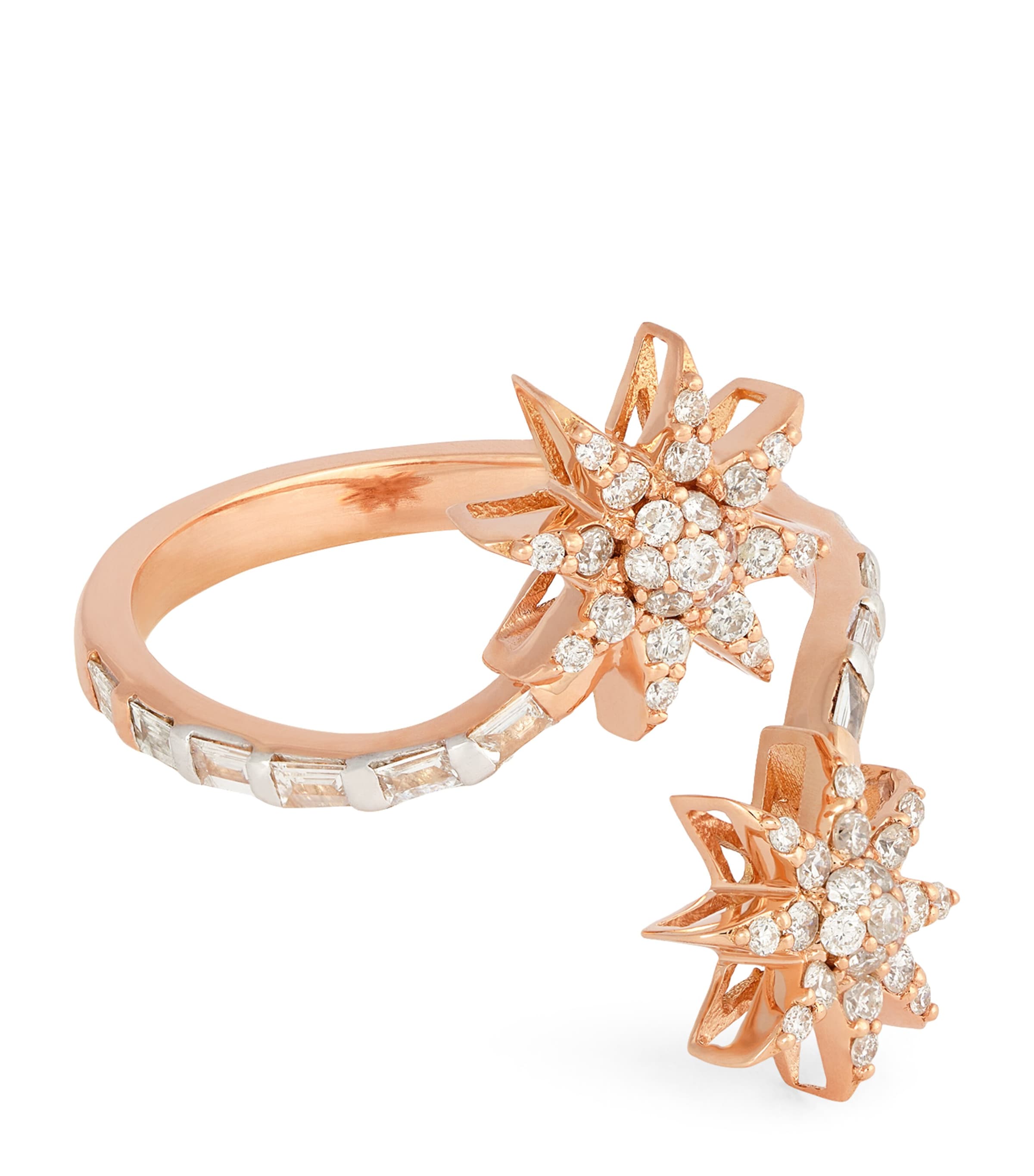 Shop Bee Goddess Rose Gold And Diamond Star Light Venus Star Ring