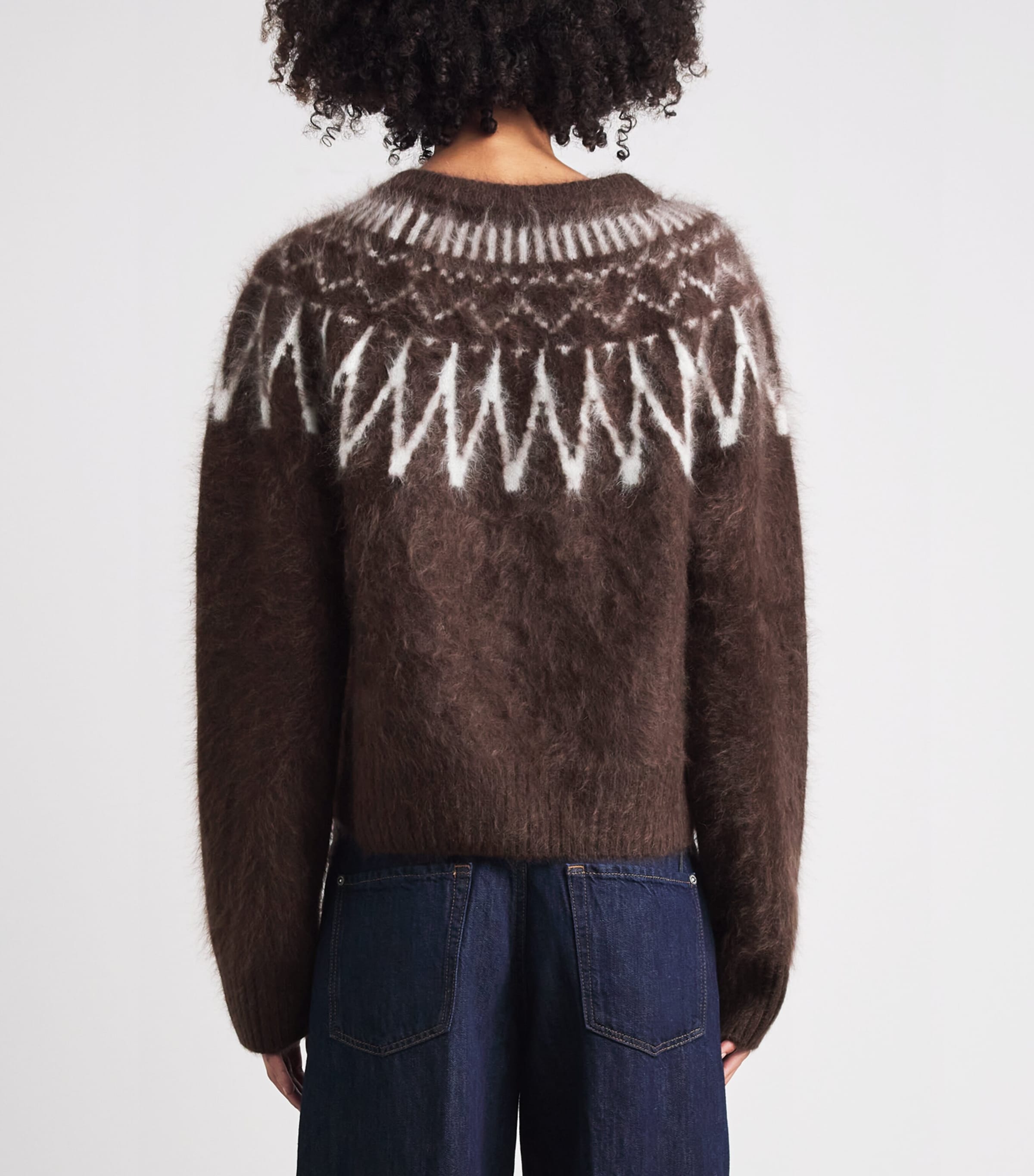 Soft Goat Womens Brushed Cashmere Fair Isle Sweater Mocha Image 5